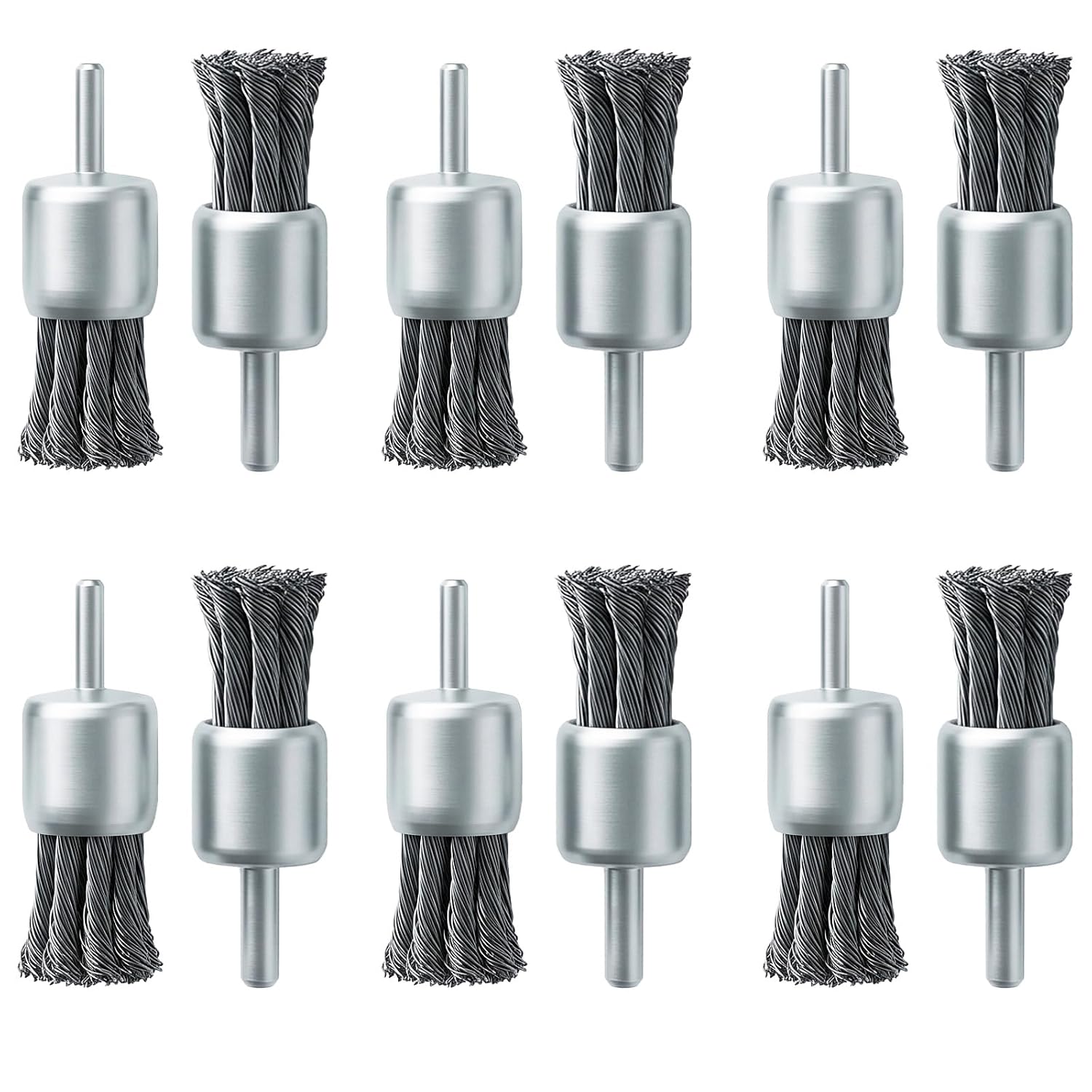 12 Pcs 1 Inch Twist Knotted Wire End Brush with 1/4 Inch Shank, Carbon Steel Wire Wheel with 20000 RPM Max Speed, for Die Grinders, Removal of Rust Paint and Slag