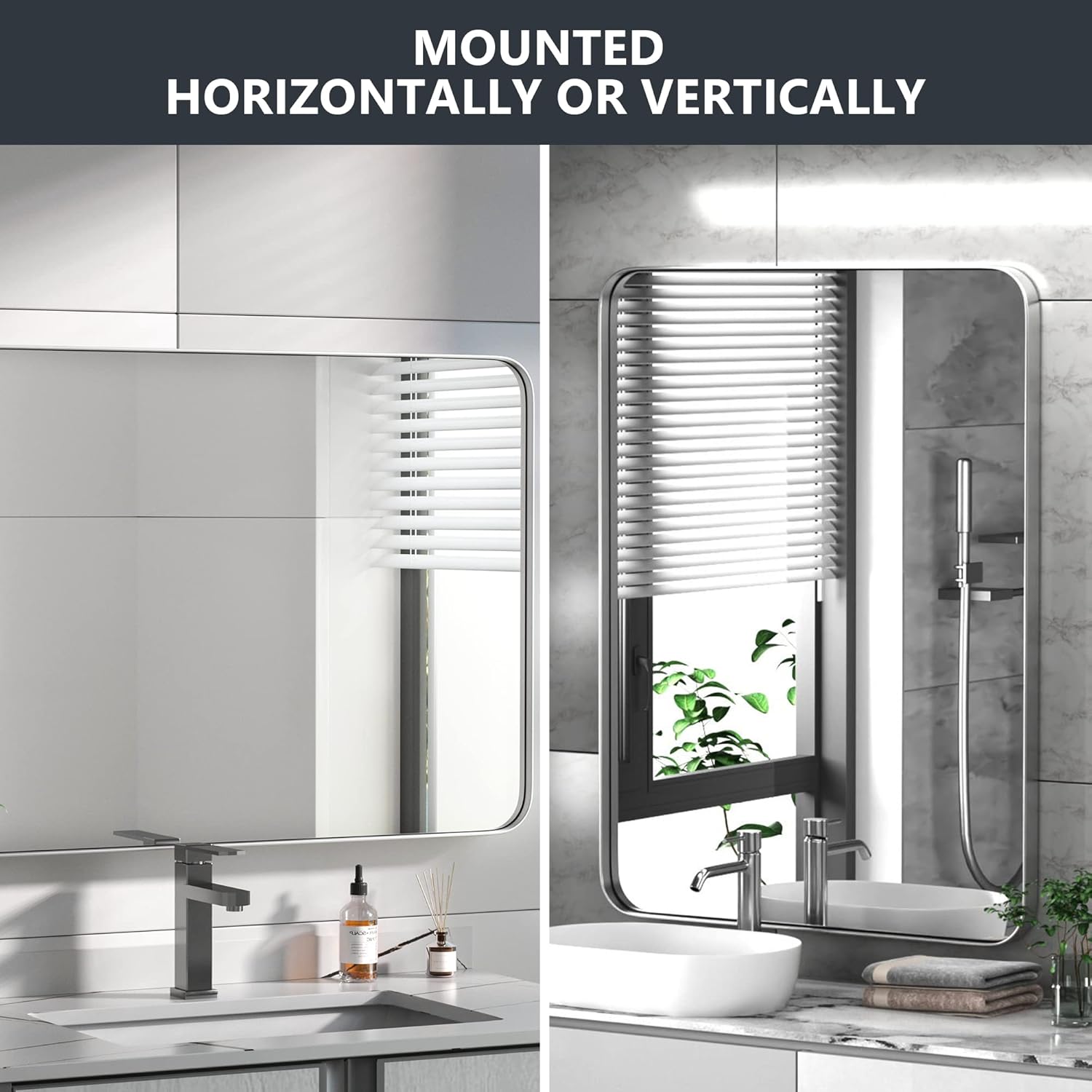 Buy PAIHOME Brushed Silver Bathroom Mirror, 24x36 Inch Stainless Steel