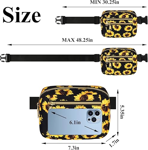 Miniatura 6 de Capolo - Riñonera para mujeres y hombres, bonita bolsa de cinturón con correa ajustable, impermeable, para viajes, entrenamiento, correr,