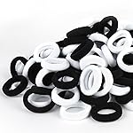 Qarwayoc Small Girls Hair Ties, Baby Toddler Hair Bands, Cotton Kids Hair Ponytail Holders No Damage and Mini Baby Elastic Holders No Crease, Black and White, by NSpring