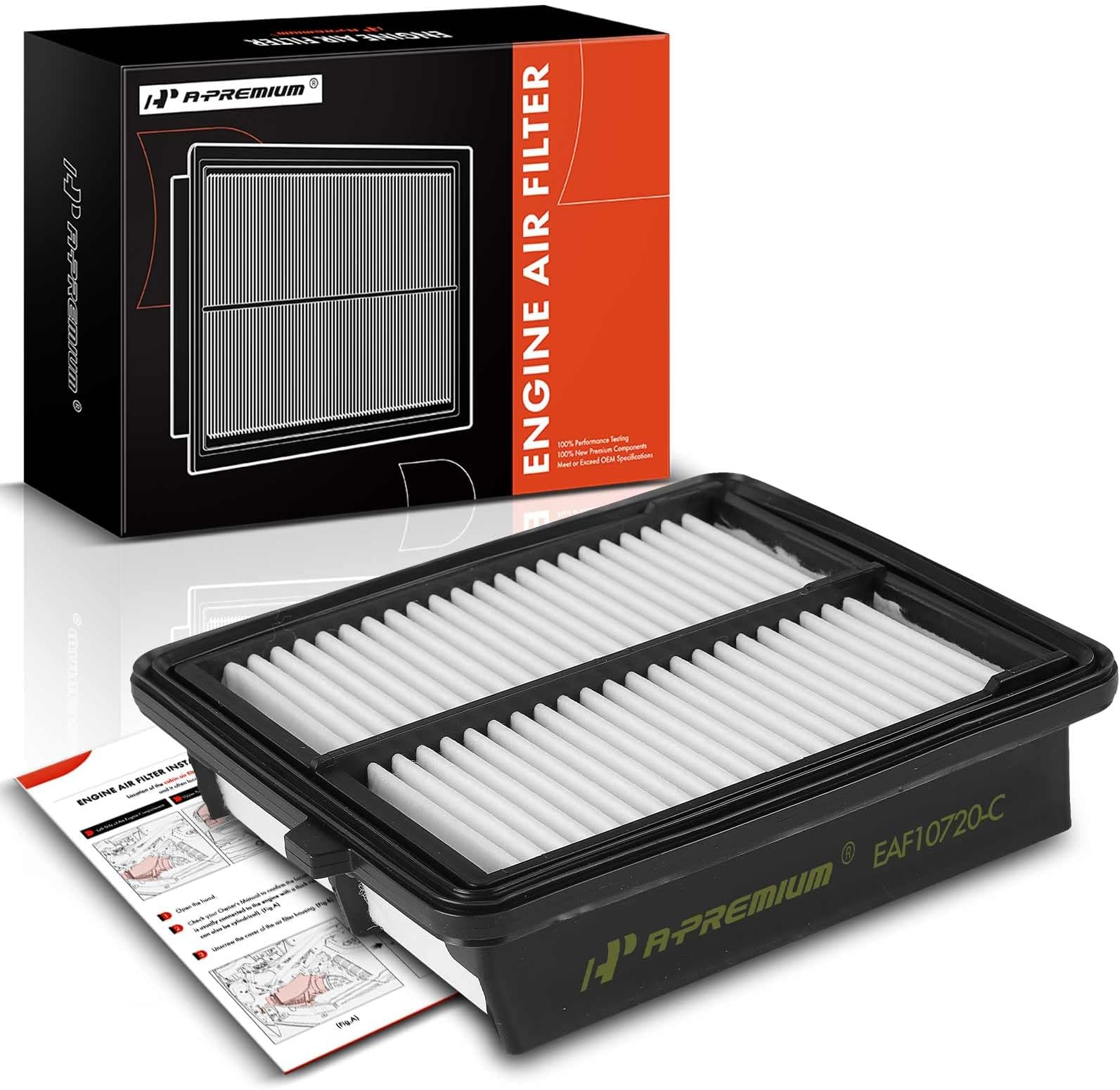 A-Premium Front Engine Air Filter Compatible with Honda Insight 2010 2011 2012 2013 2014 1.3L, Replace# 17220-RBJ-000, 17220RBJ000