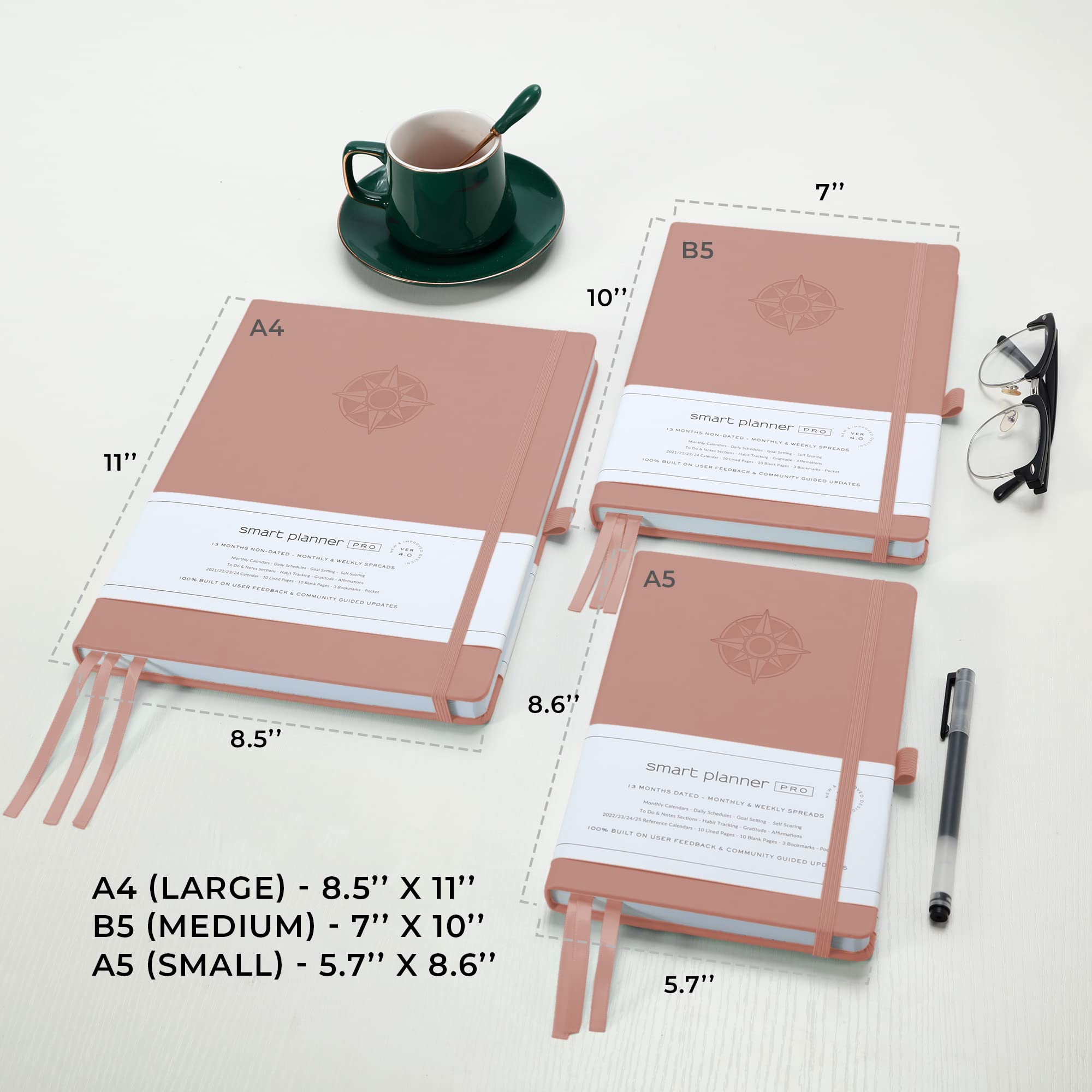 Agenda Smart Planner Pro A4 - Planificateur Quotidien Non Daté, Productivité Et Objectifs