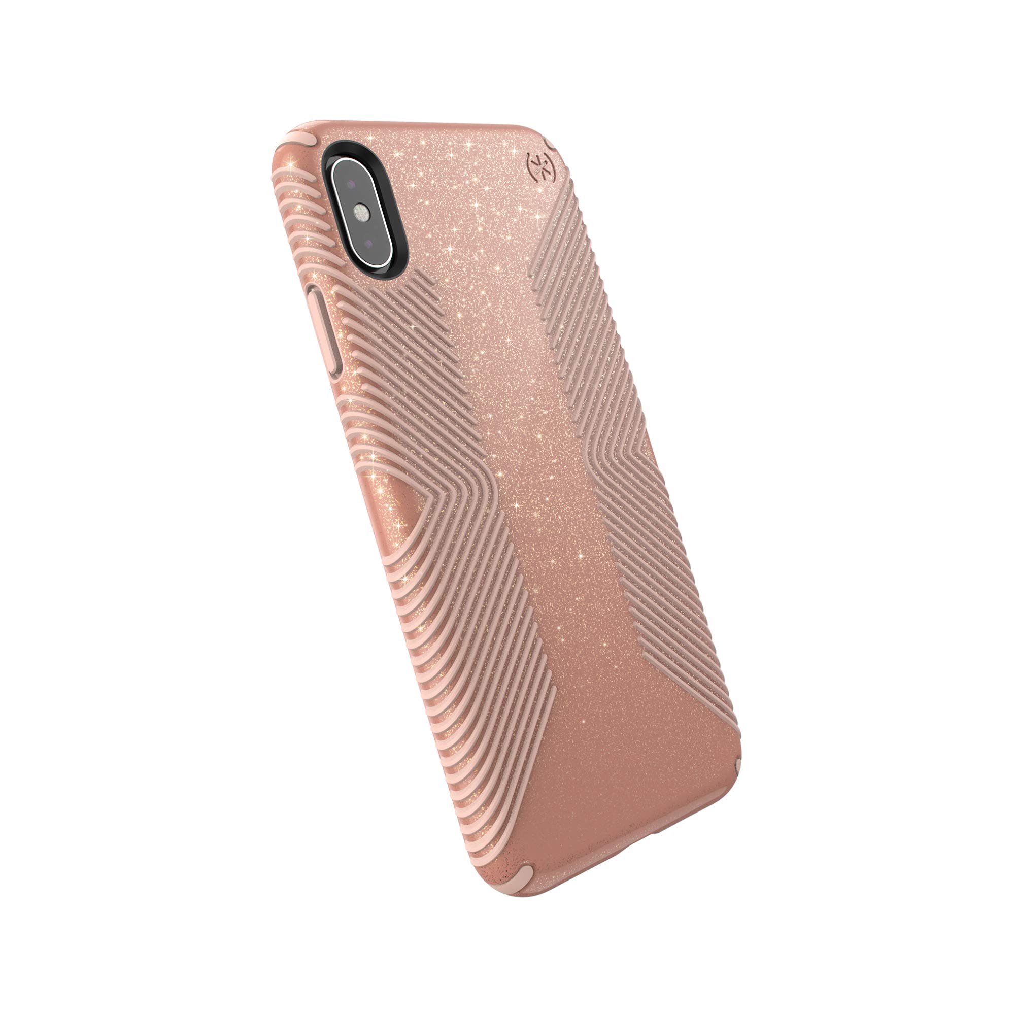 SpeckProducts Presidio Grip + Glitter iPhone Xs Max Case, Bella Pink with Gold Glitter/Dahlia Peach (117107-6832)