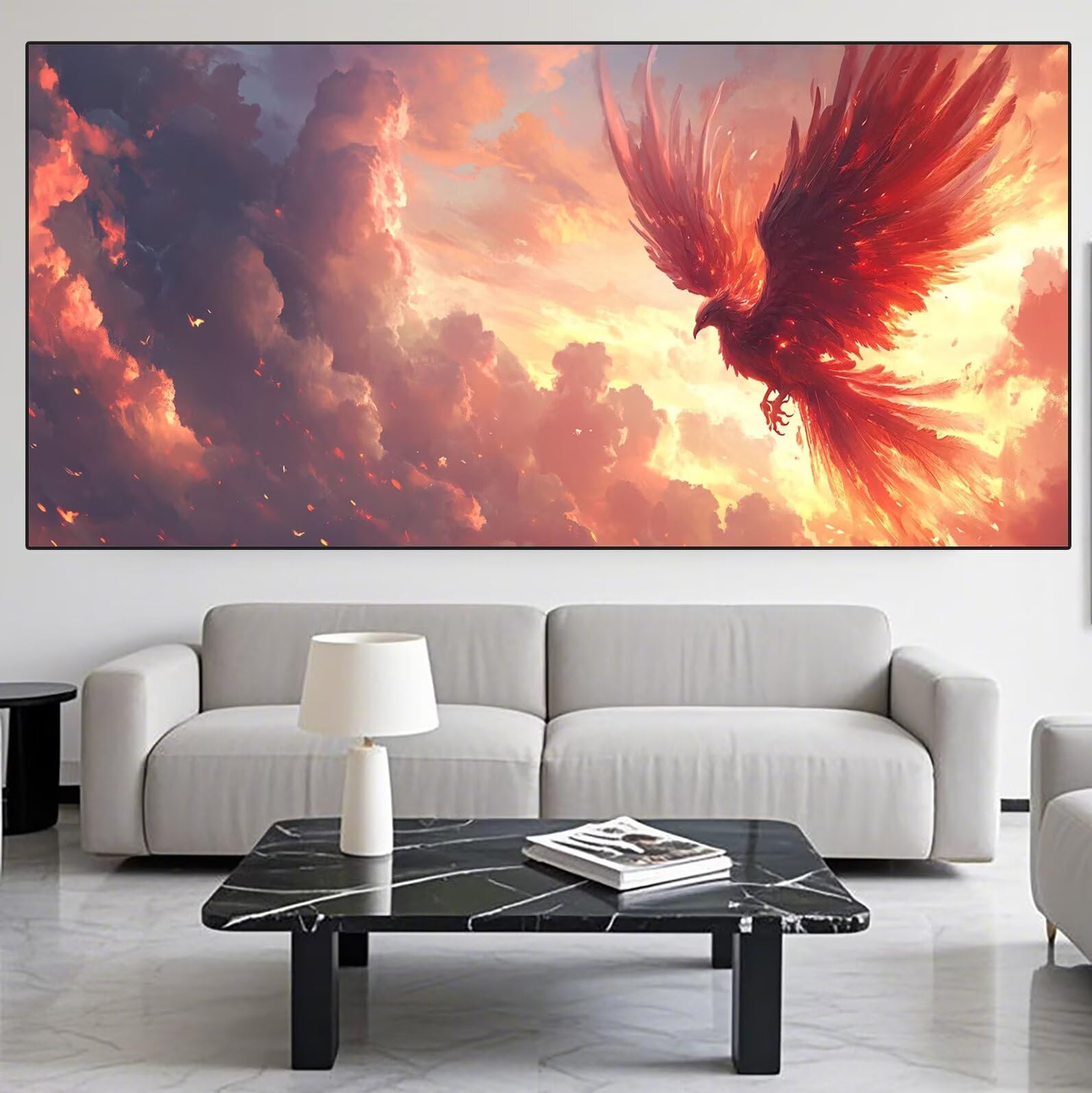 Phoenix Diamond Art Sunset Diamond Painting Arts and Crafts dla dorosłych, zestaw do malowania diamentami 5D, dorosłych, Crysta, haft krzyżykowy, zestaw do haftowania dla początkujących, dekoracja
