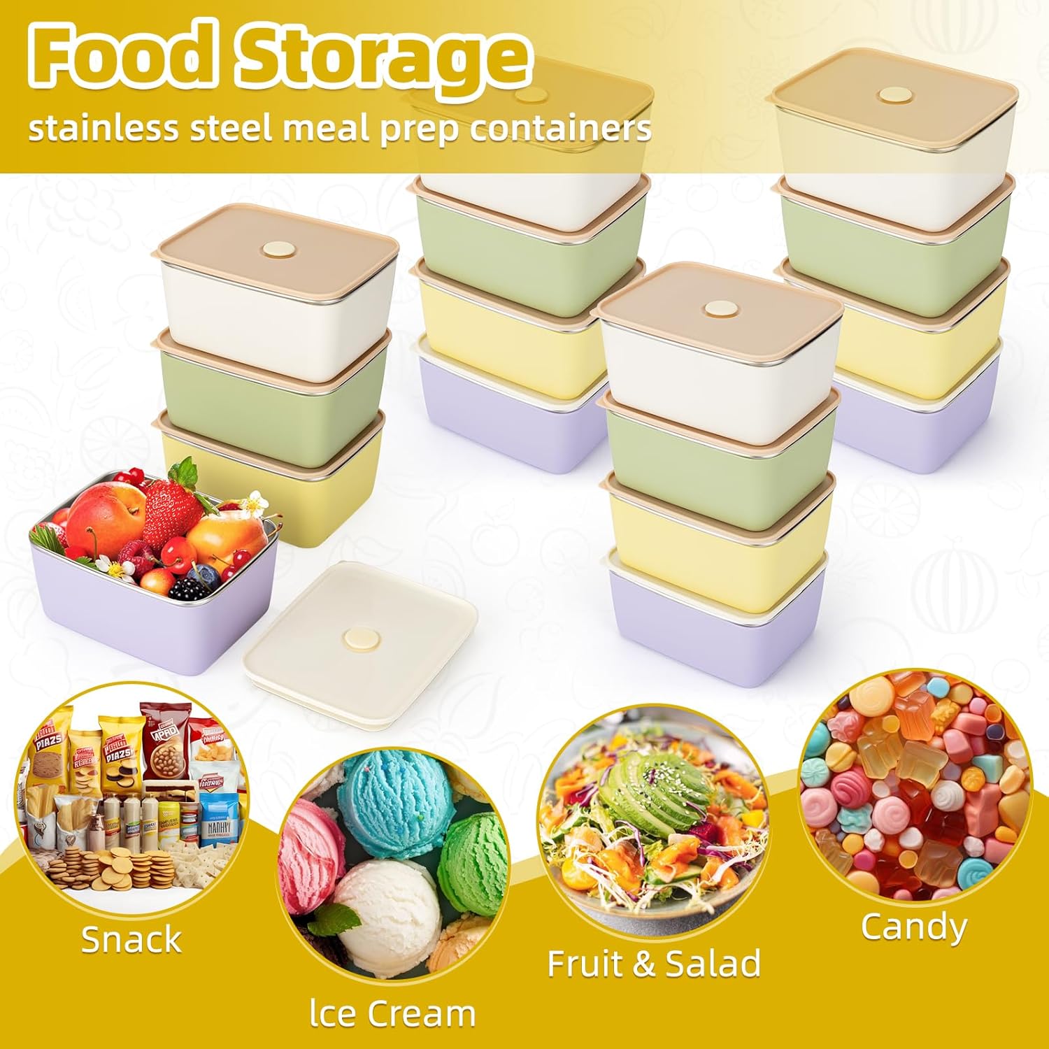 3 PCS Stainless Steel Food Storage Containers with Lids (20oz), Reusable Snack Containers with Lids for Kids,Leak Proof & Airtight,Metal Containers for Meal Prep,Candy,Fruit,Snack - Image 5