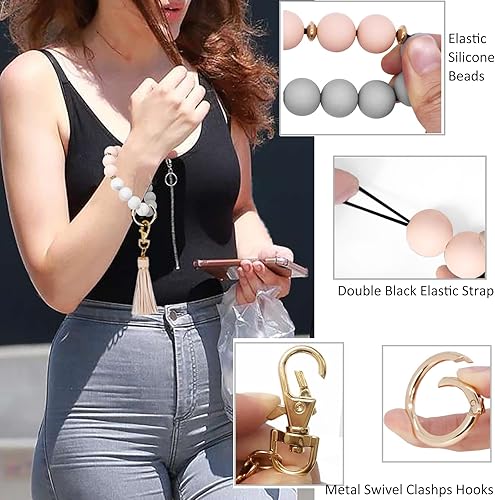 Miniatura 3 de BIHRTC Pulseras de llavero de anillo de silicona con llavero tipo cartera con soporte para lápiz labial para mujeres