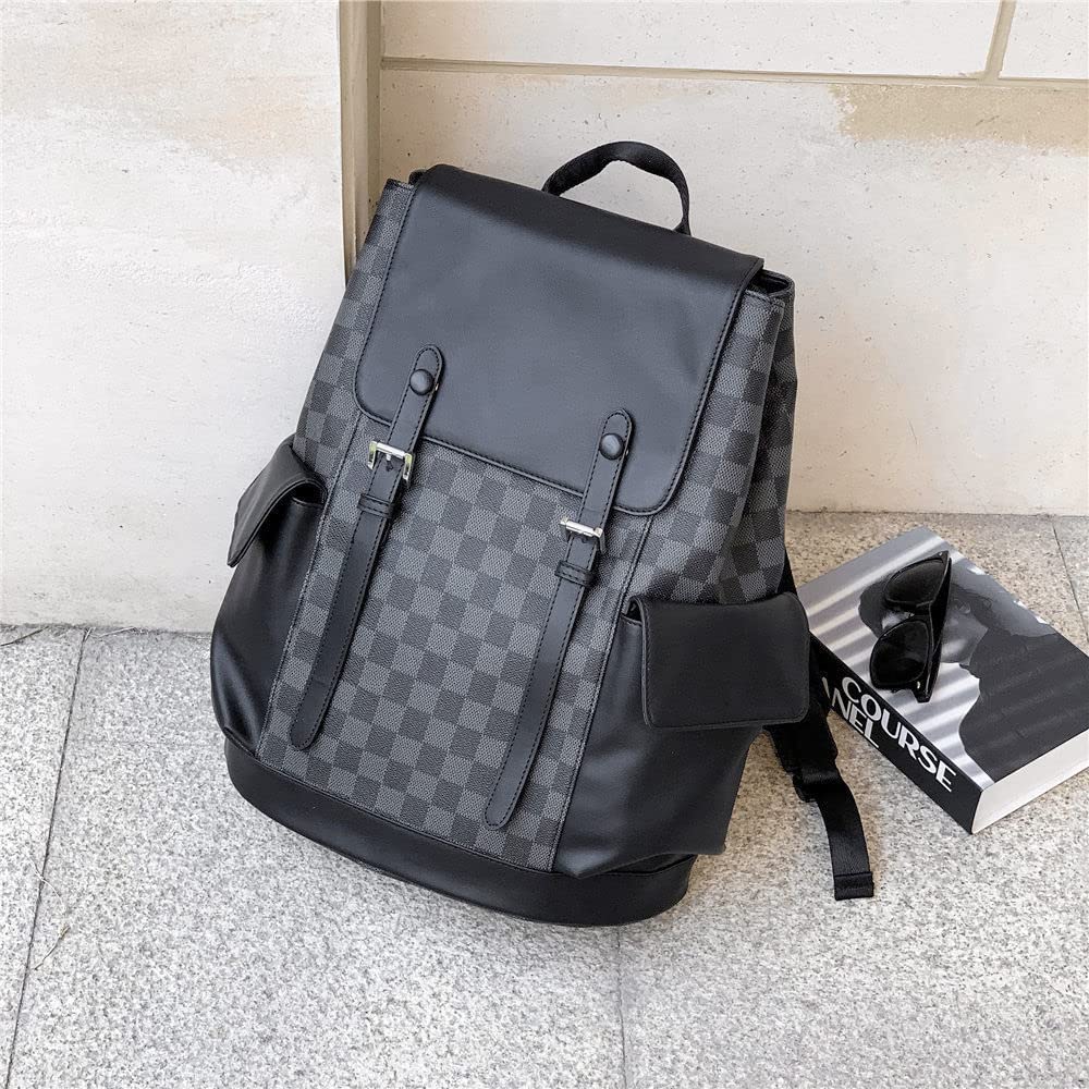 Zaino Uomo Pu Plaid Zaino Moda Viaggio Zaino Borsa per Computer Borsa Scolastica Studente