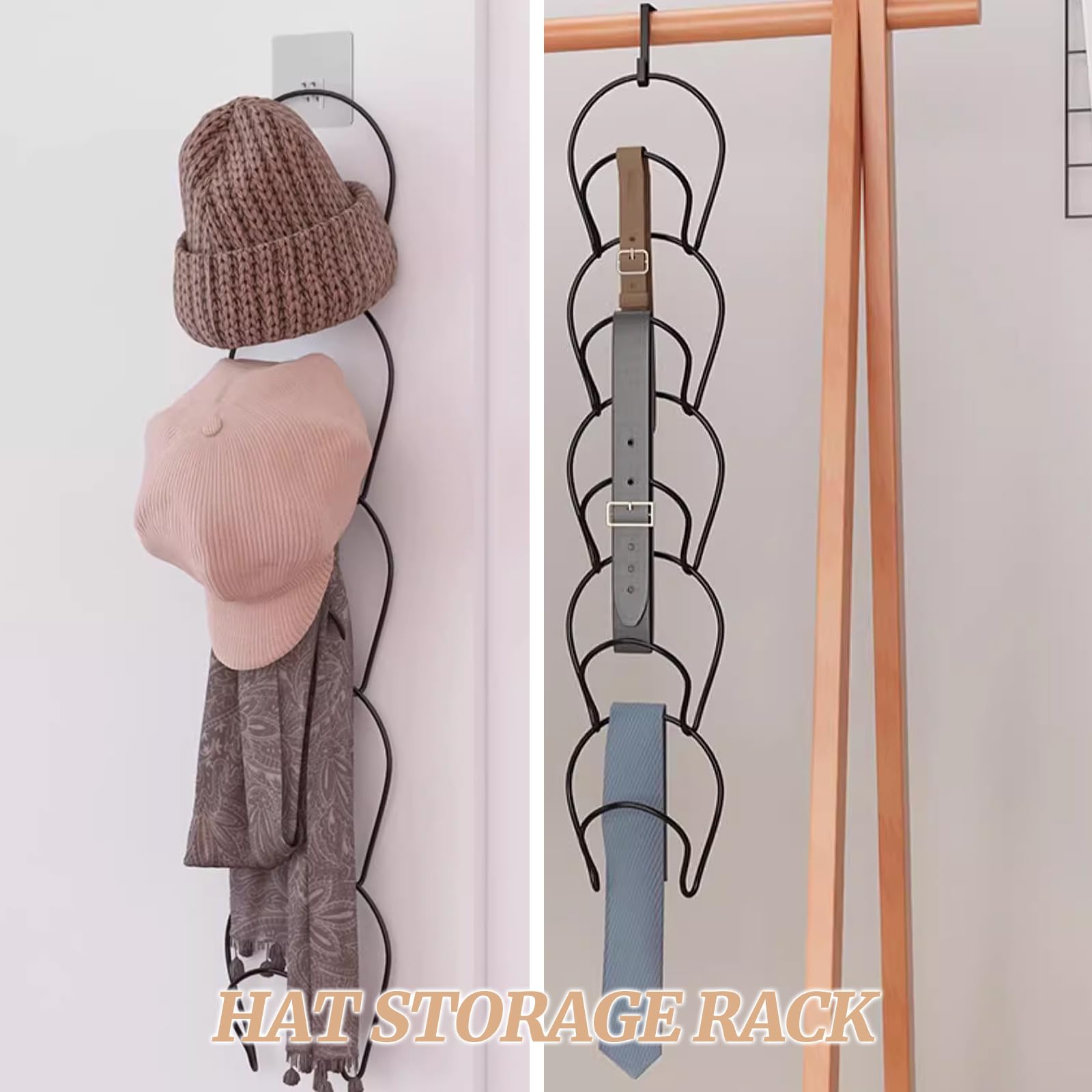 5 Stück Cap Halter Tür Hut Racks, Baseball Cap Halterung Hängende Caps Halterung Wand Multifunktional Mützen Aufbewahrung Kappenhalter für Schals Handtaschen Handtücher Kleidung Krawatten