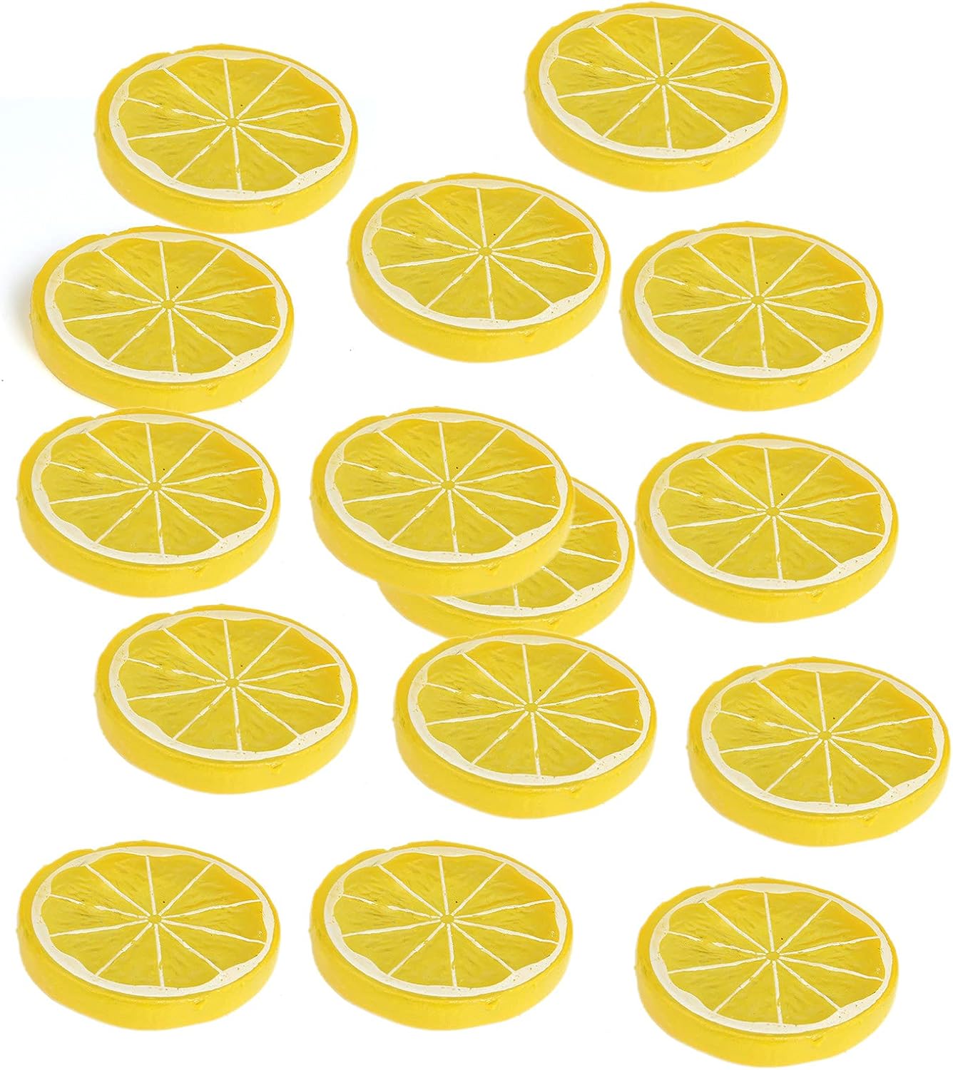YIKANGHENG 15 Pcs 2 Inch Yellow Artificial Lifelike Lemon Peels for Home and Party Decoration (Yellow Lemon Block, 15) Yellow Lemon Block 15