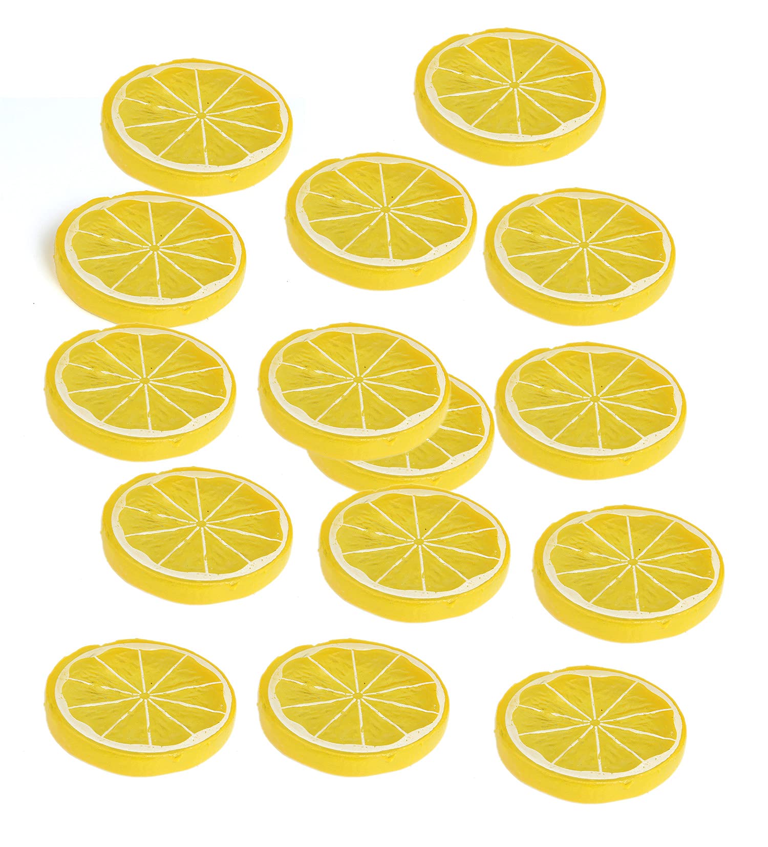 YIKANGHENG 15 Pcs 2 Inch Yellow Artificial Lifelike Lemon Peels for Home and Party Decoration (Yellow Lemon Block, 15)