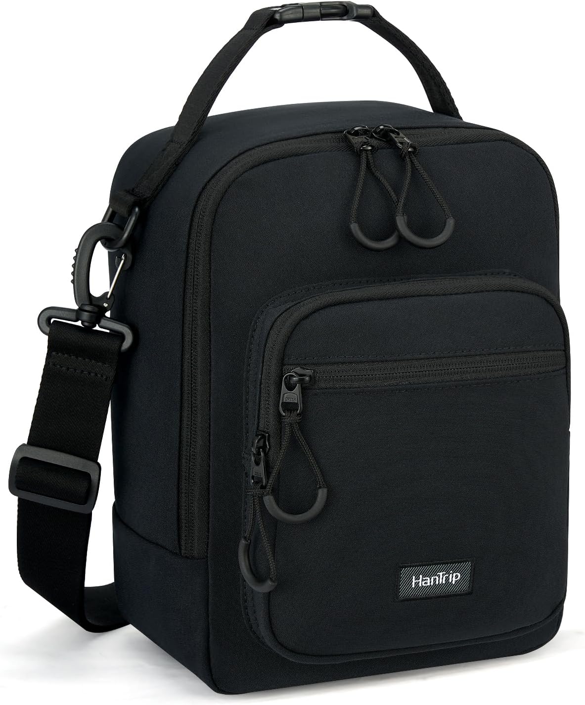 Insulated Lunch Bag with Adjustable Shoulder Strap, Lunch Box for Women Men, Reusable Portable Lunchbox for Office Work Picnic (Black)