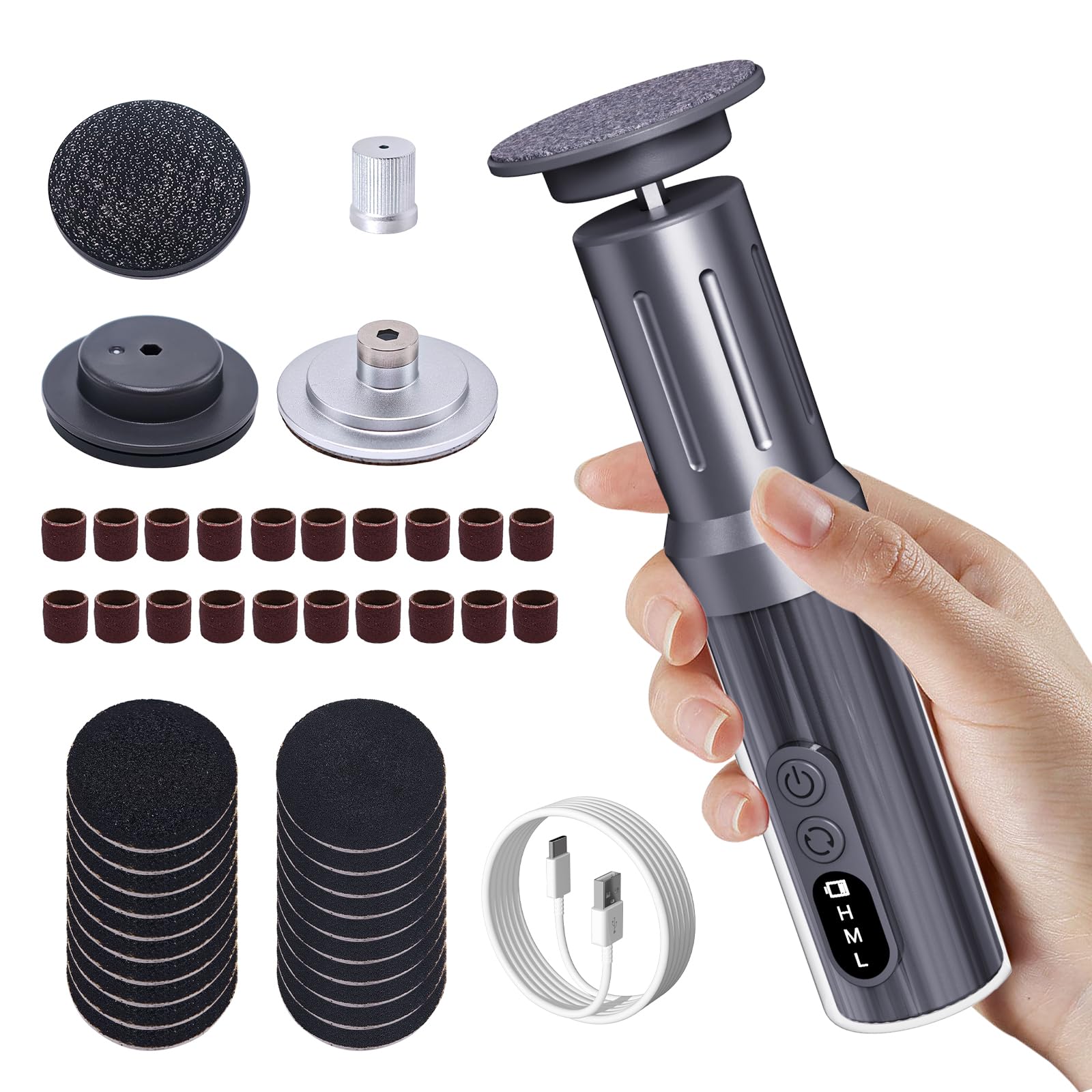 RoserRose Eliminador de callos eléctrico 3 en 1 2025 con indicador LED, eliminador de callos con 6 dispositivos para el cuidado de los pies, 3 cabezales intercambiables, juego profesional ideal para