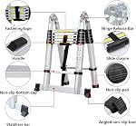 EFAN Échelles télescopiantes en aluminium Échelle télescopique avec mécanisme de verrouillage Échauds compacts à usages multiples pour la maison Garage Clean 330 Capacité de livre,12,5FT/3,8M (1,9+1,9M, sans crochet)