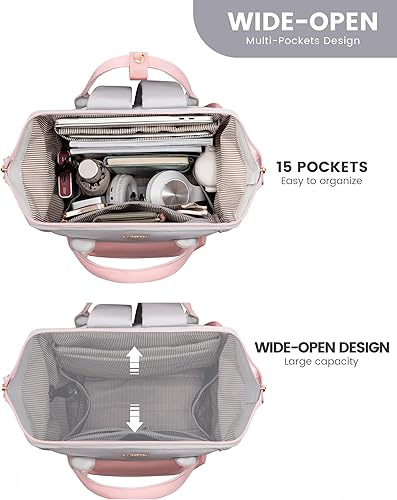 Miniatura 4 de LOVEVOOK Mochila para computadora portátil para mujer, mochila de viaje de gran capacidad, bolsa de enfermera, bolsa para laptop para mujer,