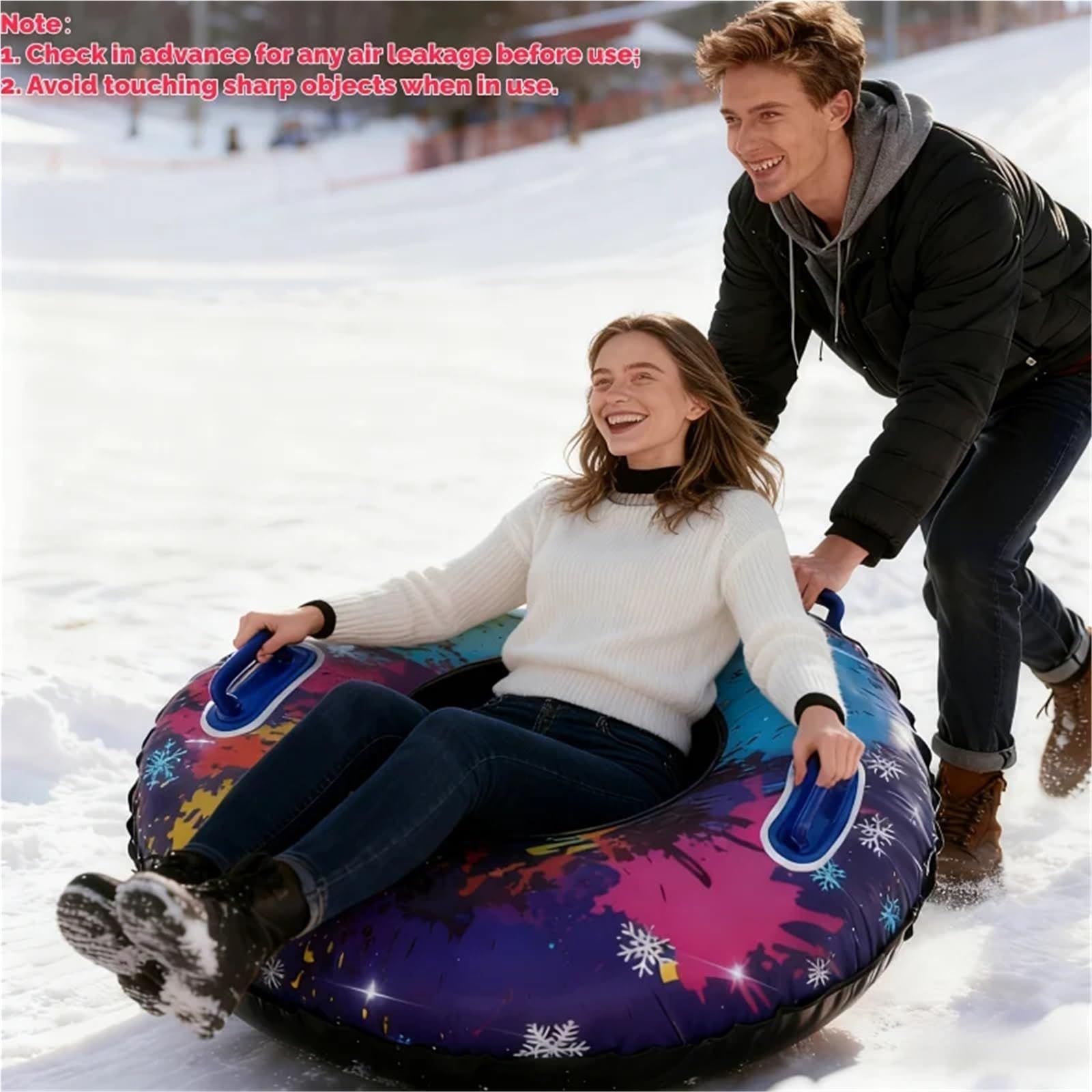 Tubo da Neve Gonfiabile Slitta Gonfiabile Resistente, Slitta Pieghevole in PVC colorato for Snow tubing Invernale, Sci e Divertimento all'Aria Aperta