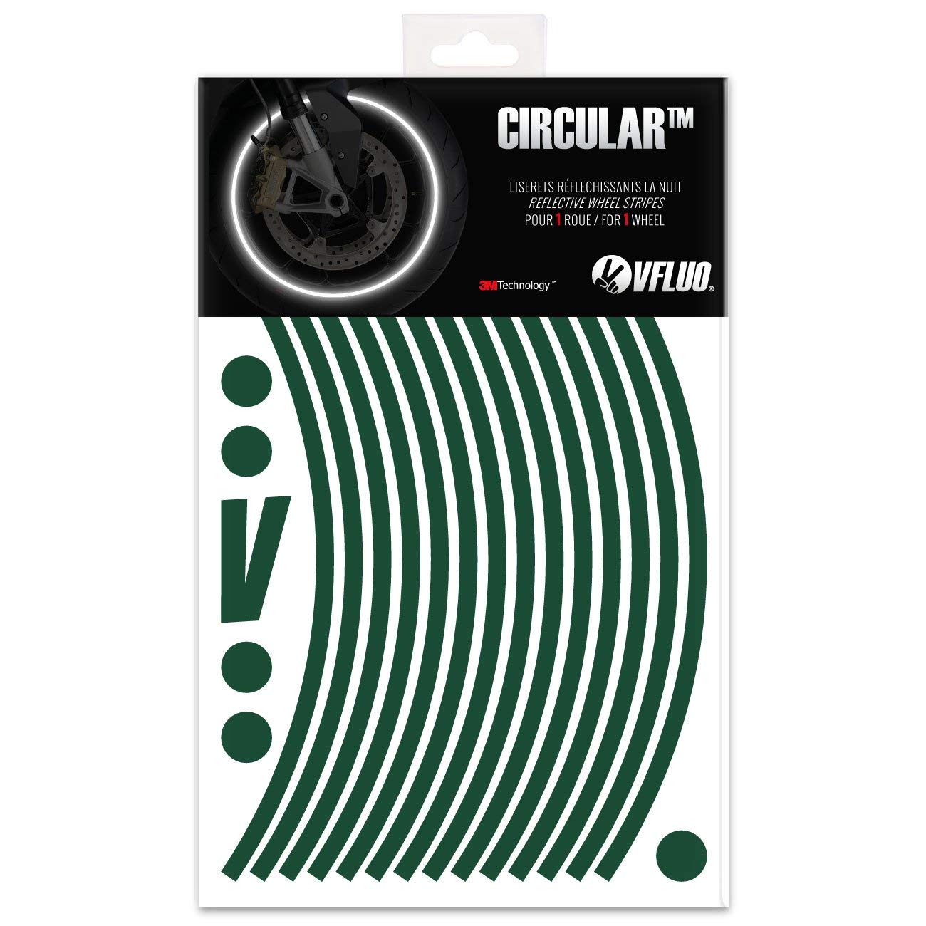 VFLUO - Kit Pegatinas Llantas de Moto Reflectantes, Autoadhesivas para 1 Rueda, 3M Technology™ - Gran Visibilidad Lateral - Discreto y diseño - Fácil colocación — view 25
