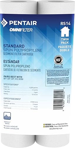 Pentair OMNIFilter RS14 - Filtro de agua para sedimentos de 10 pulgadas, cartucho de filtro de repuesto de sedimentos hilado de polipropileno