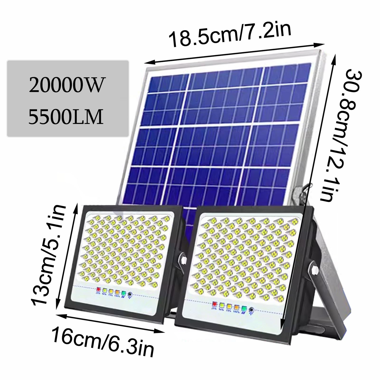 Réverbère Solaire Réverbères solaires extérieurs avec câble de 30 Pieds, étanches IP65, pour Porche, Patio, Cour, Garage, clôture, faciles à Assembler (Color : Blue, Size : 20000W-5500LM)