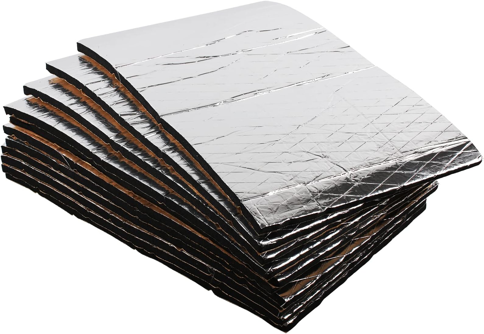 kunsto 20pcs 10mm 10x25cm Car Sound Deadener Deadening Mat 2sqm Noise and Heat Shield Insulation Closed Cell PE Foam Vibration Dampening Material for Car Hood Trim Roof Door and Trunk