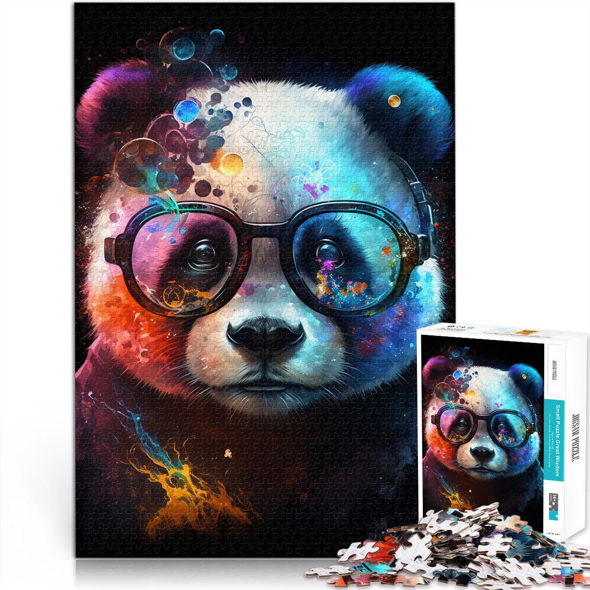 2000 Piece Jigsaws for Adults Cosmic panda with glasses Jigsaw Puzzle - Challenging Game unique challenge game 27.56 in x39.37 in for teenager 14+ โ image 1