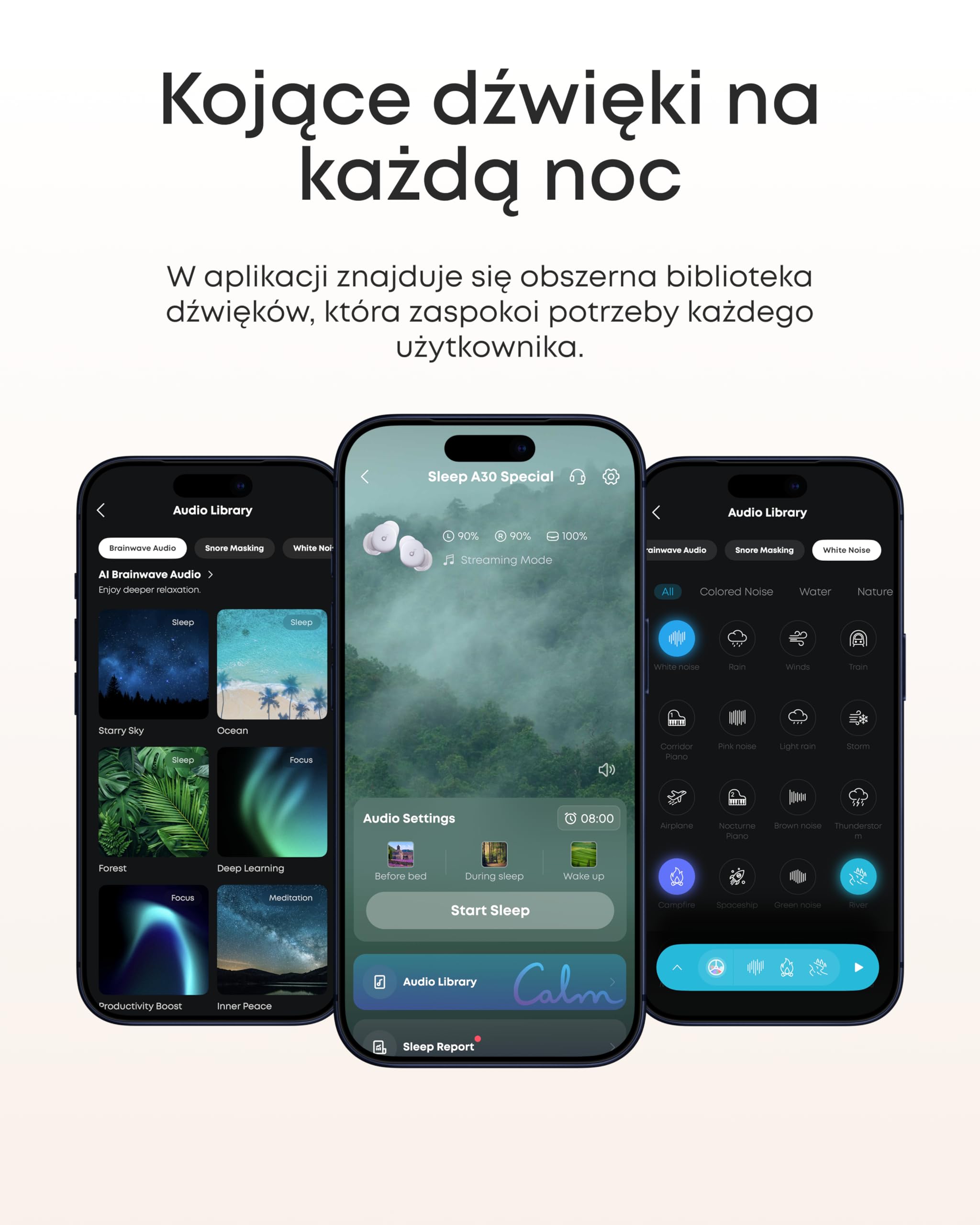 Soundcore Auricolari Sleep A30 di Anker, Cuffie per il Sonno con Cancellazione Attiva del Rumore, Sistema Adattivo di Mascheramento del Russare, Massimo Comfort per Sonno Laterale, 45 Ore di Gioco