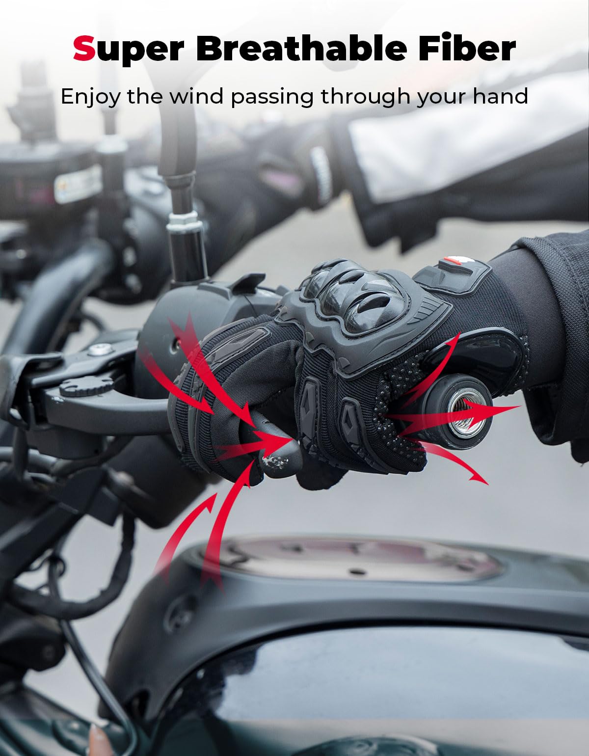 KEMIMOTO Motorrad Handschuhe Herr, Motorradhandschuhe Sommer mit Knöchelprotektor und Touchscreen, Atmungsaktive Outdoor Handschuhe für Herren und Damen, für Motorrad, Fahrrad, Roller, Jagd - 3