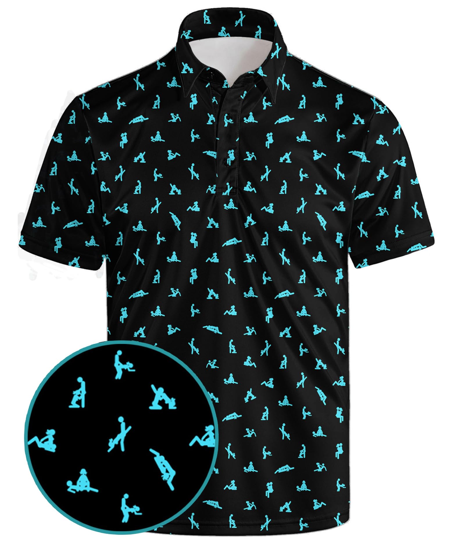 Golf Polo Shirts for Men Funny Print Quick Dry Short Sleeve Performance Golf Shirts Moisture Wicking Polo Shirts, Blue-Funny, XXXXL