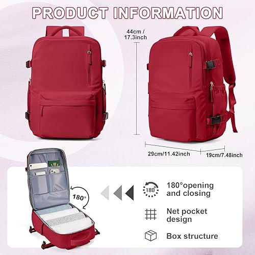 Vista 57 de VECAVE Mochila de viaje para laptop, mochila aprobada para vuelos,Mochila deportiva para universidad casual, A-Negro, Mochila para laptop