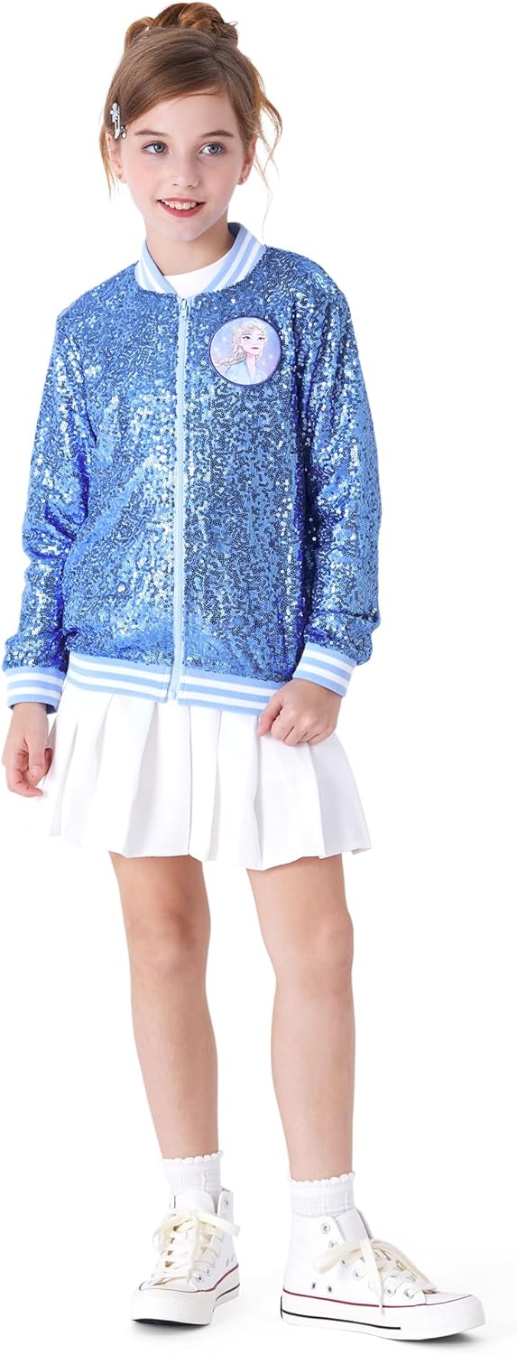 Disney Minnie Mickey Stitch Princess Frozen Elsa Jacket Lightweight Zip up Fall Clothes Classic Sweatshirt 2-14 Years - Image 2