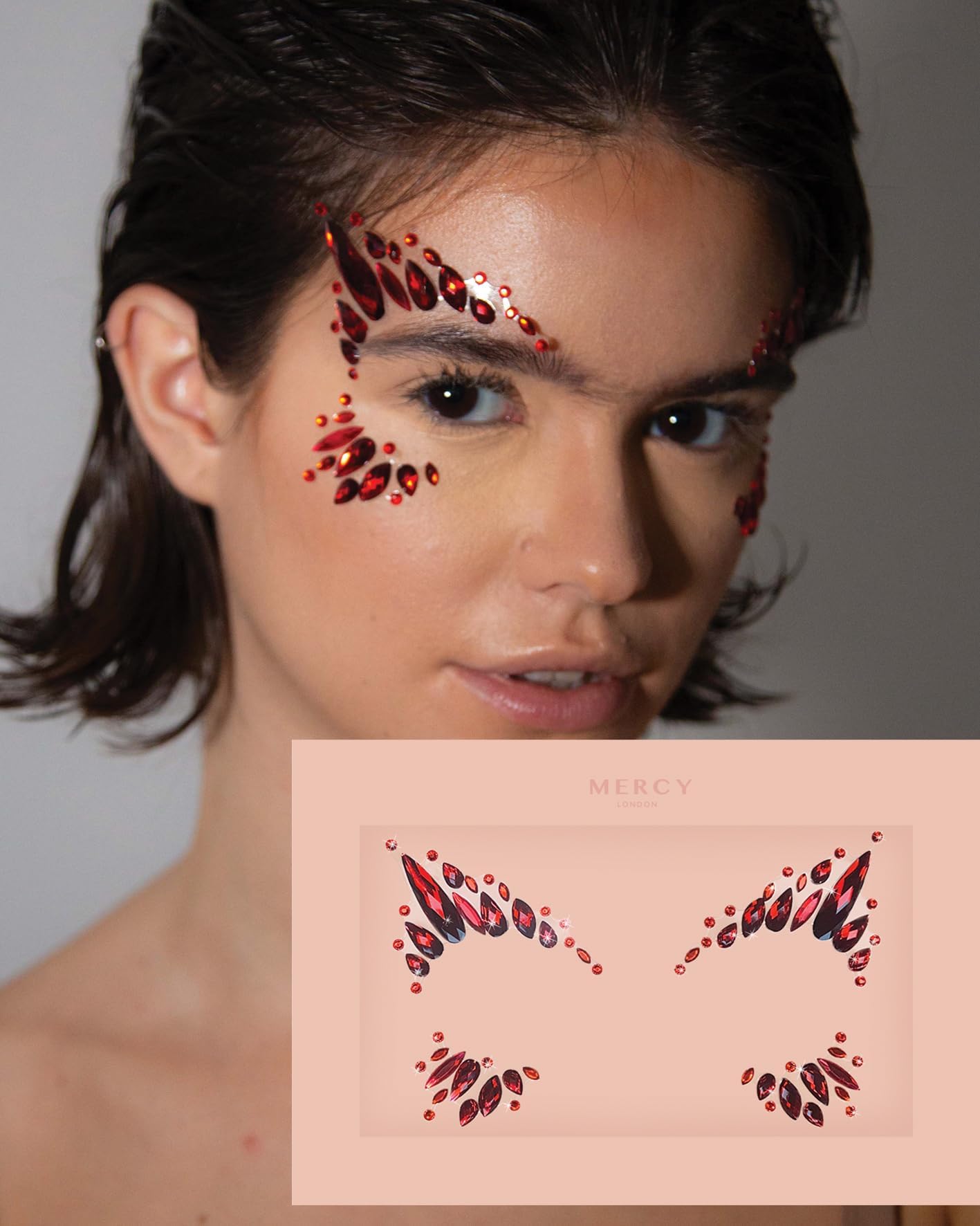 Neva Nude Demonica Red Face Crystal Sticker Gems for