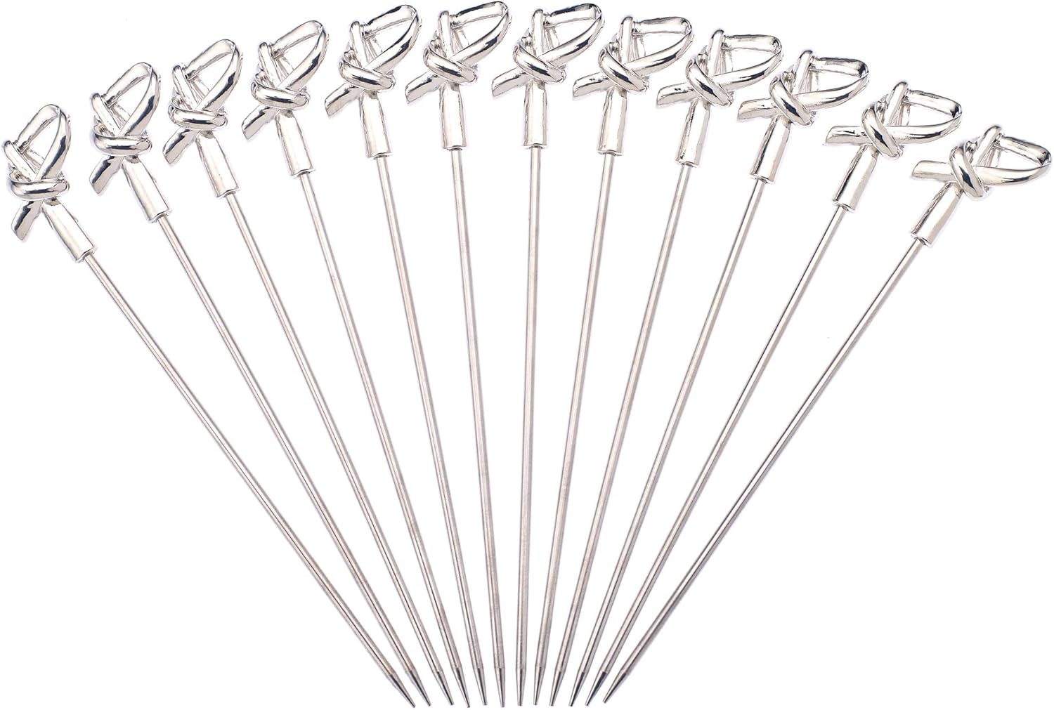 Barfly Cocktail Picks, Bamboo Knot, Stainless Steel, 4.5", Set of 12