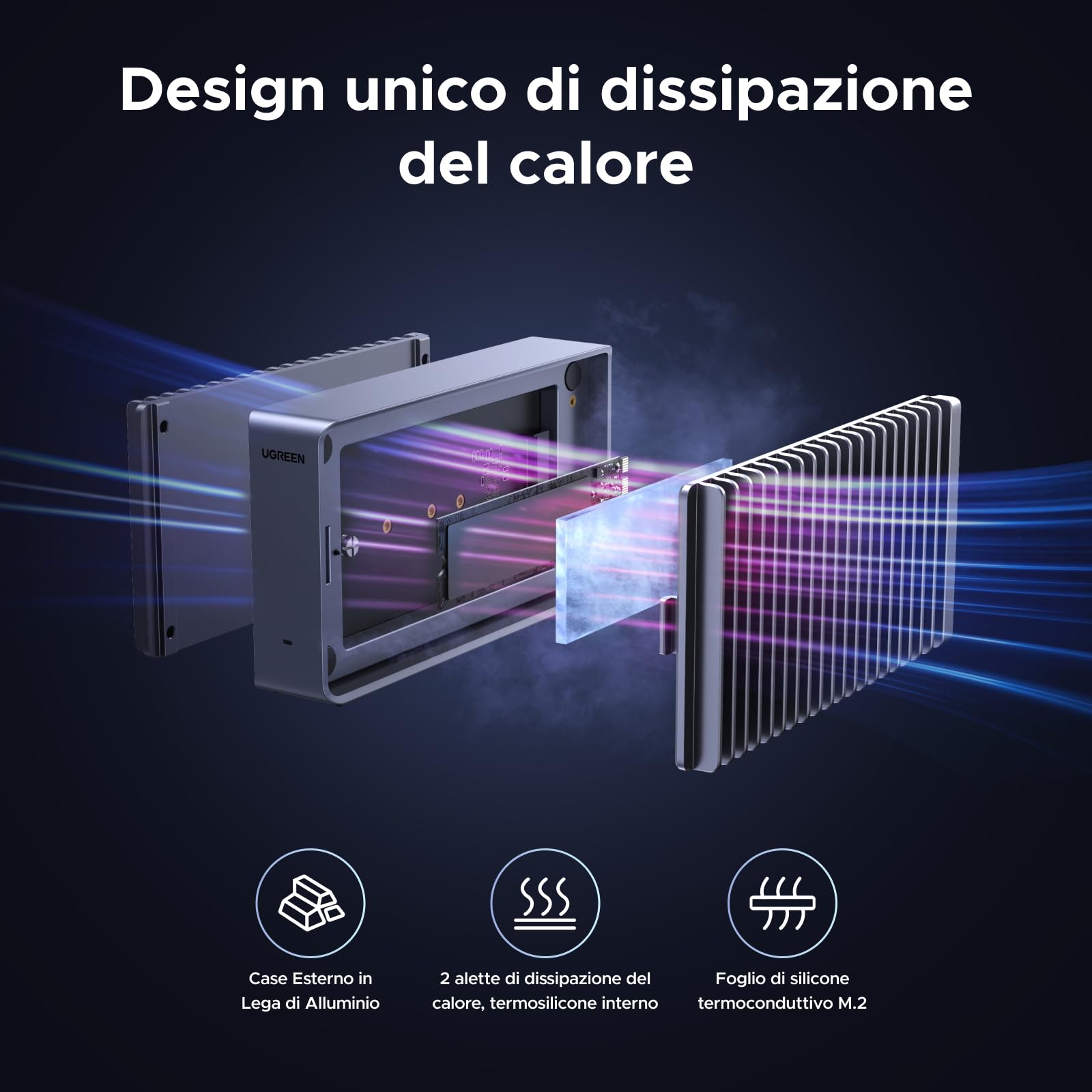 UGREEN Case Esterno per SSD M2 NVMe da 40Gbps, Enclosure USB 4 Compatibile con Thunderbolt 4/3 per Disco Rigido in Alluminio per Mac OS/Windows/Linux