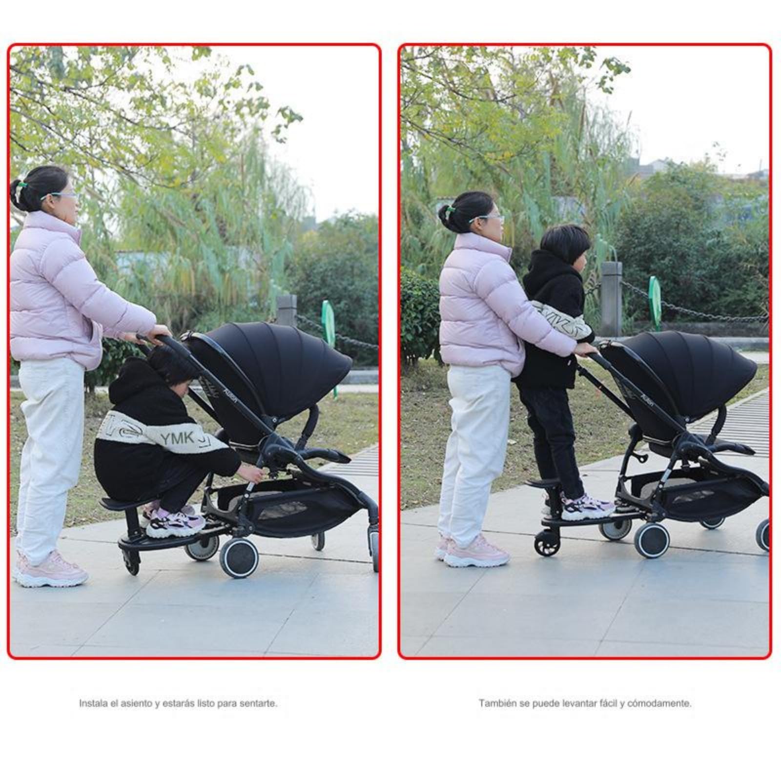 paternite Carro, Cochecito para el Segundo niño, Buggy Board con asintopaternite Carro be, Accesorios para Cochecito para los niños estanibles y Muy Adecuado para los niños de 2 a 6