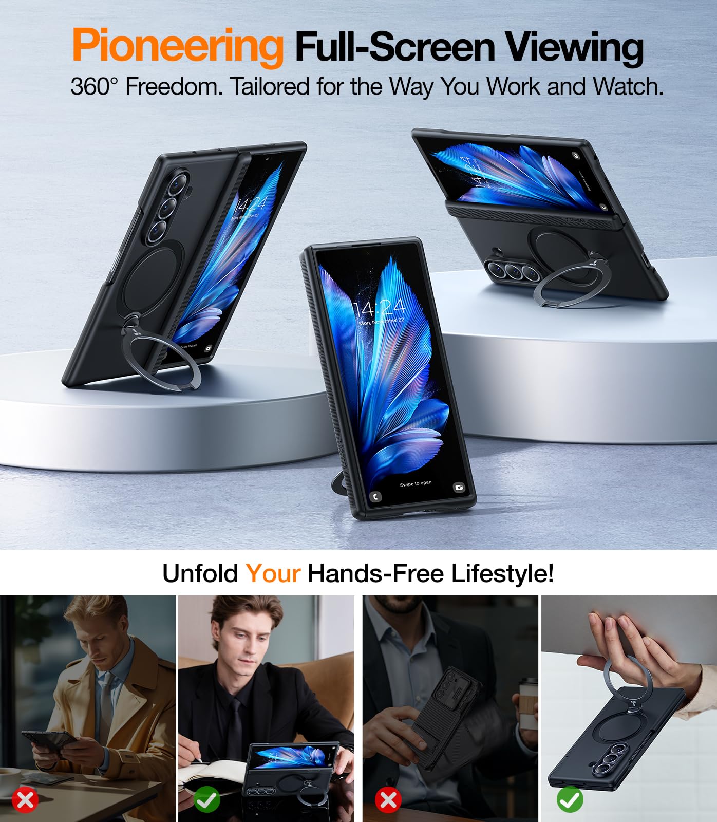 Amazon.co.jp: TORRAS 360°スピン磁気スタンド Galaxy Z Fold 7 ケース