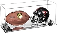 Vista 76 de Better Display Cases Acrílico 2 Mini casco de fútbol (no tamaño completo) vitrina con base de césped transparente (V46/A019)