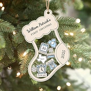 Personalized 4D Shake Baby's First Christmas 2025 Keepsake Ornament (Sock Shape)