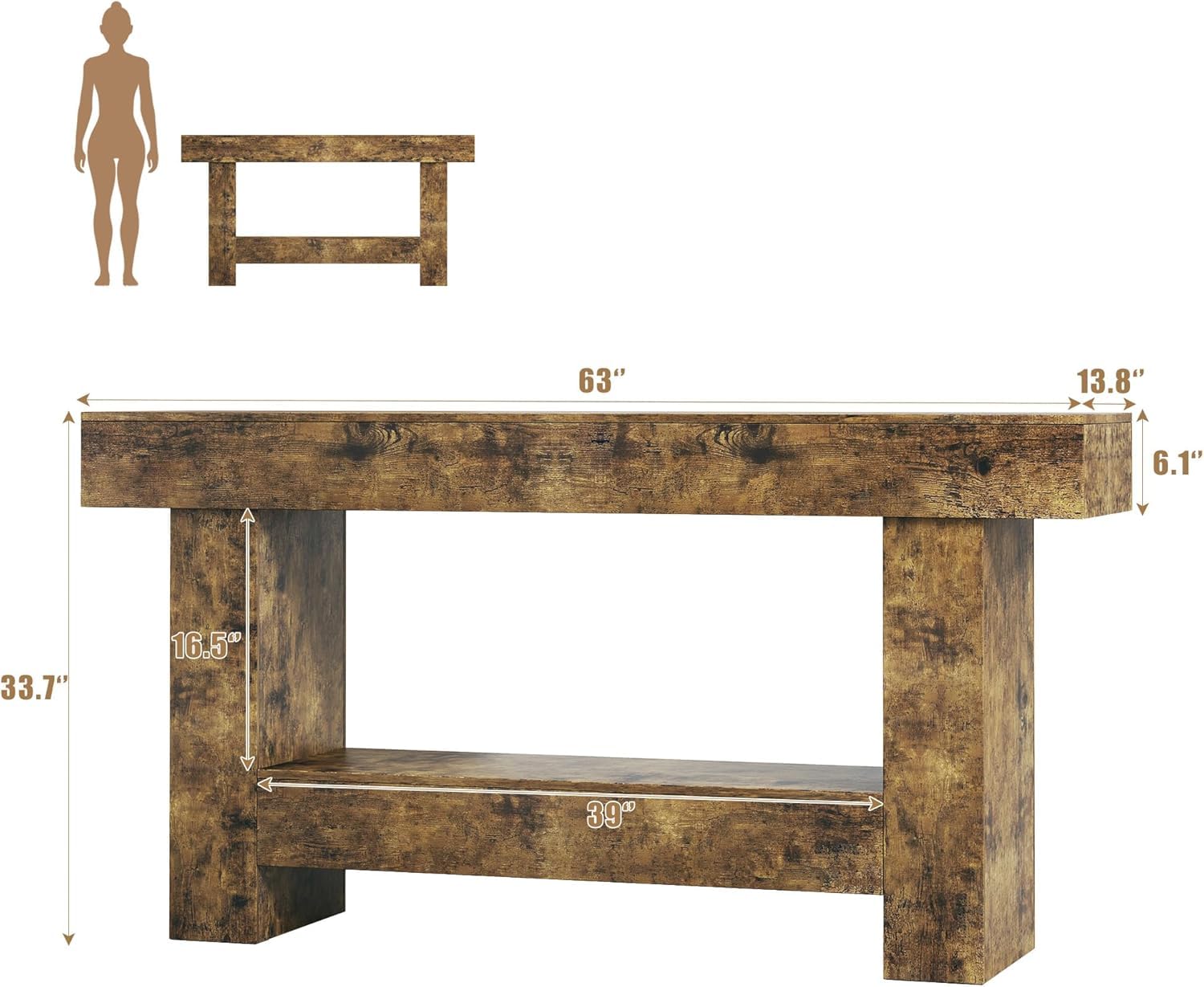 Amazon.com: Tarnorci 63'' Farmhouse Entryway Table, Wood Sofa