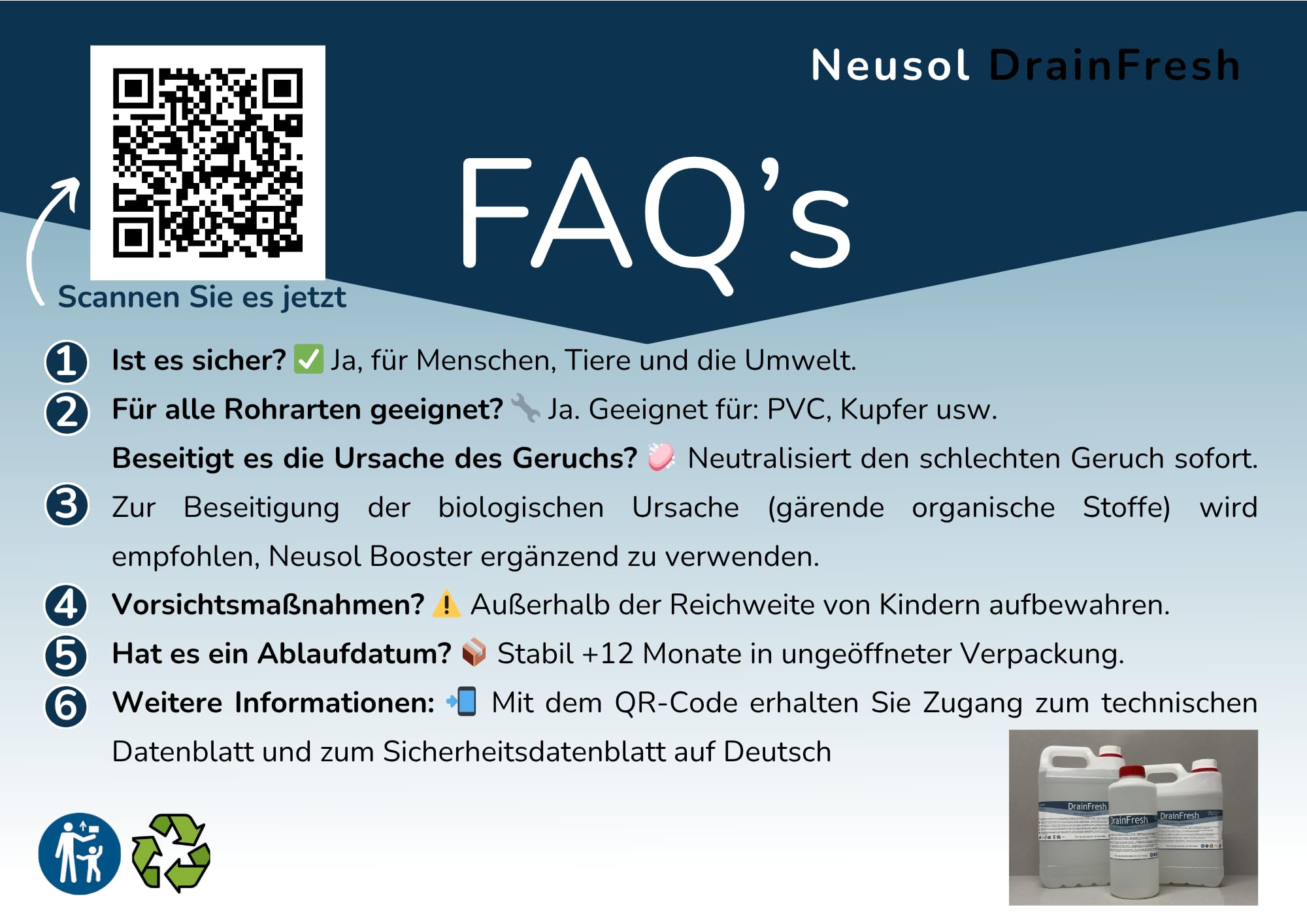 DrainFresh Geruchsneutralisierer für Abflüsse, Rohre und Tanks (5L)