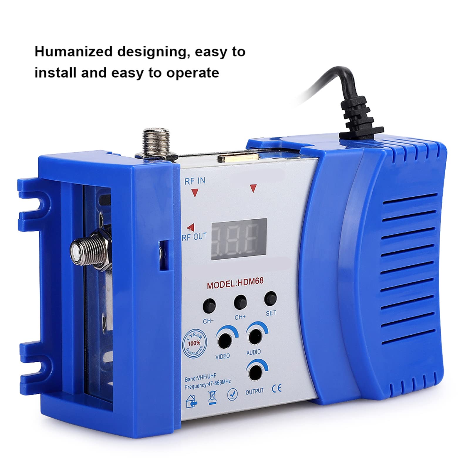 Jectse Modulator HD, Cyfrowy modulator HDMI HDM68, Akcesoria komputerowe VHF/UHF, z regulowanym poziomem wyjściowym, regulowany poziom wyjścia audio, cyfrowy wyświetlacz kanału