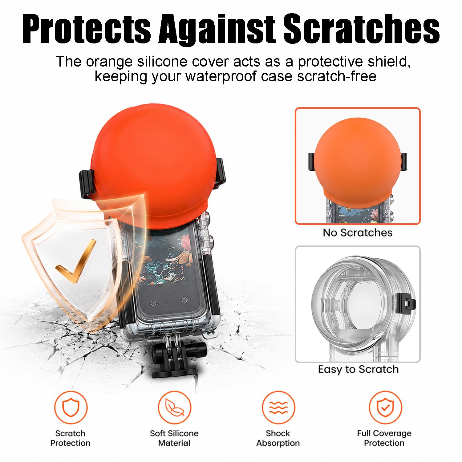 60M/196FT Buceo Carcasa con Lente Protector Compatible con Insta360 X5