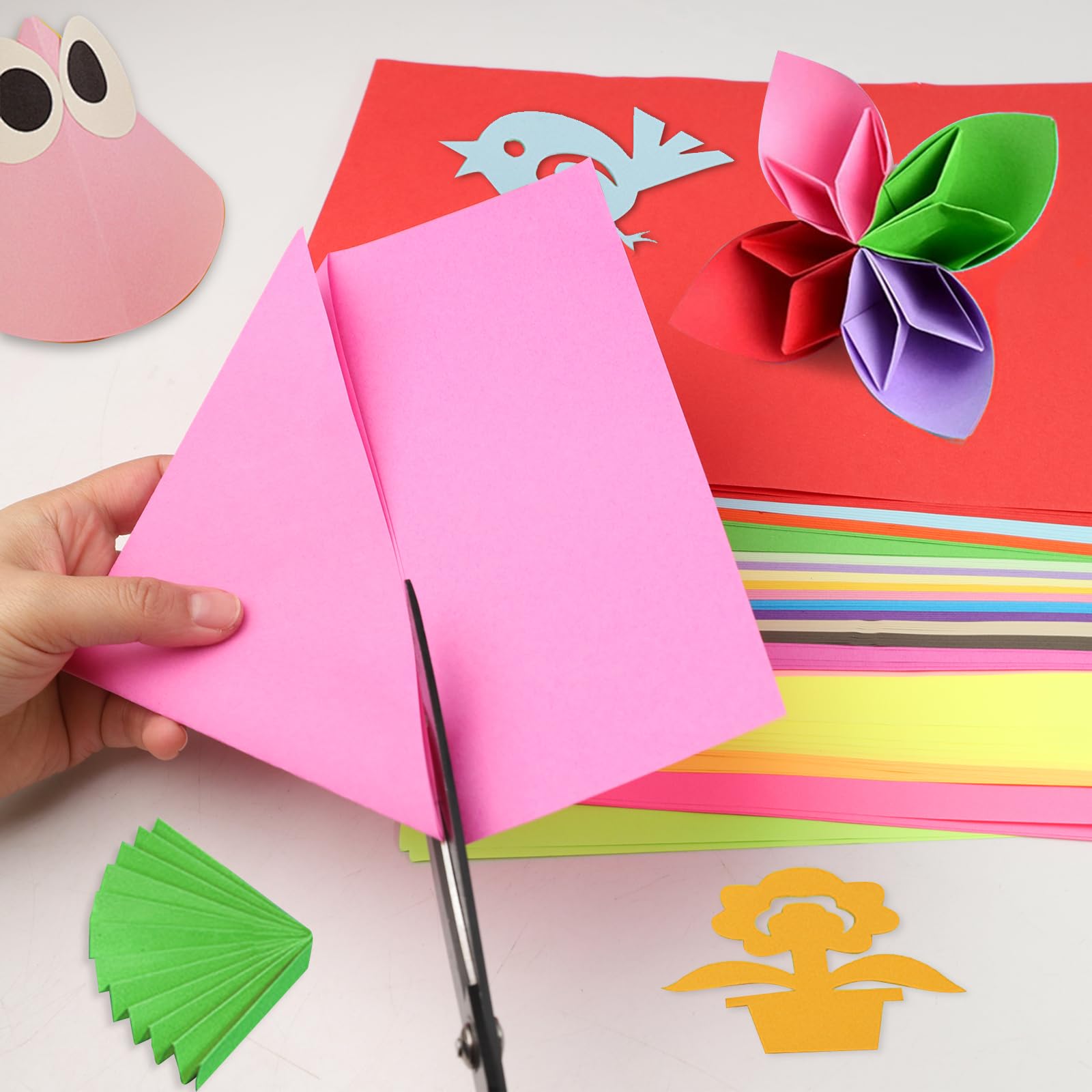 Papel de origami A4 100 hojas 20 colores vivos 70 g/m² doble cara con tiras para estrellas para manualidades