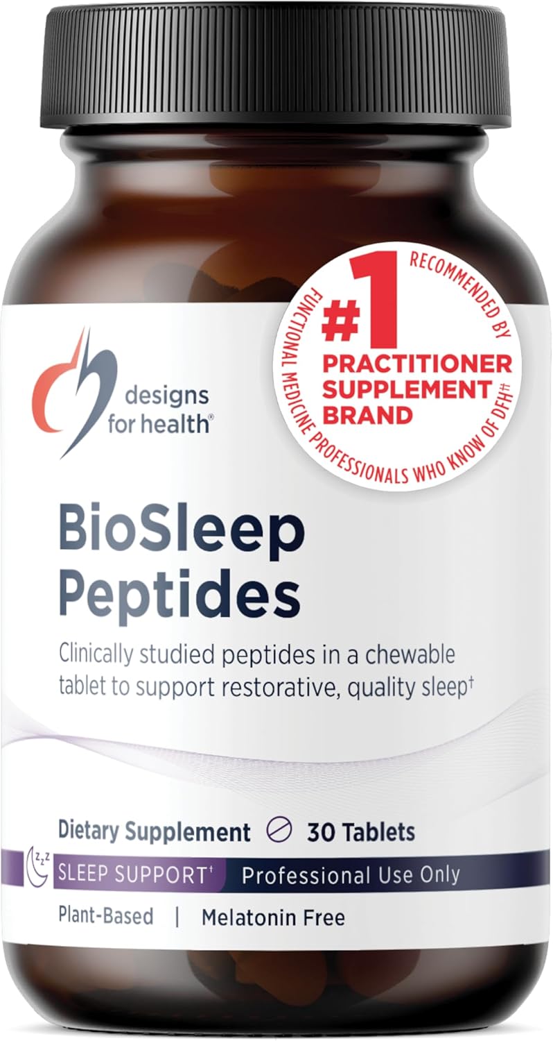 Designs for Health BioSleep Peptides Sleep Support for Adults with Plant-Based Peptides – Vegan + Non-GMO + Non-Melatonin Sleep Health Supplement (30 Servings)
