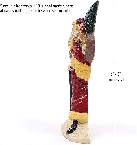 Miniatura 2 de Figura de Papá Noel de hierro de 8 pulgadas, pintada a mano, decoración navideña, estatua, adornos de Navidad, regalo