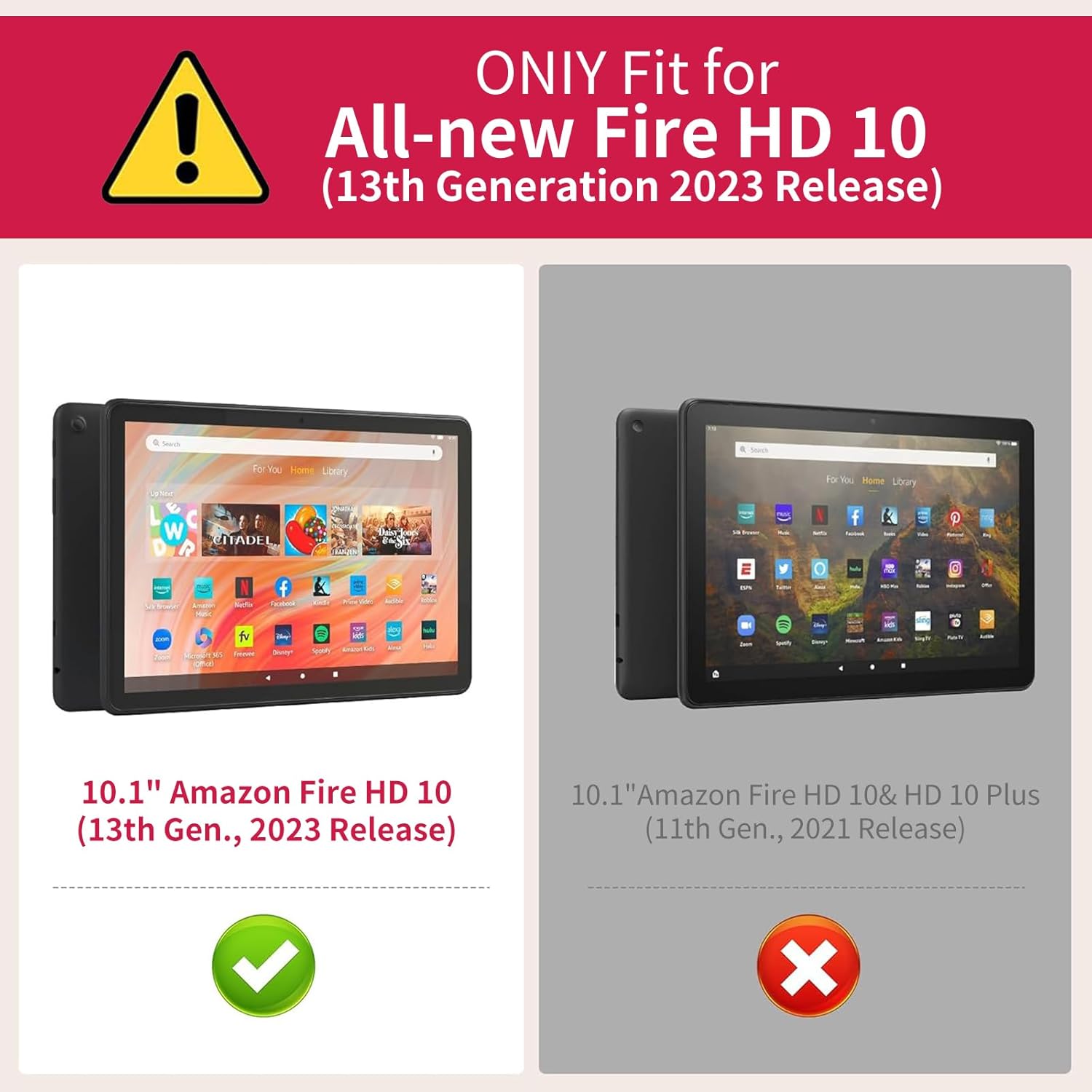 Case for All-New Kindle Fire HD 10 & 10 Plus Tablet 13th/11th Generation 2021/2023 Lightweight Smart Case Adjustable Stand Protective Cover with Auto Wake/Sleep - Mountains