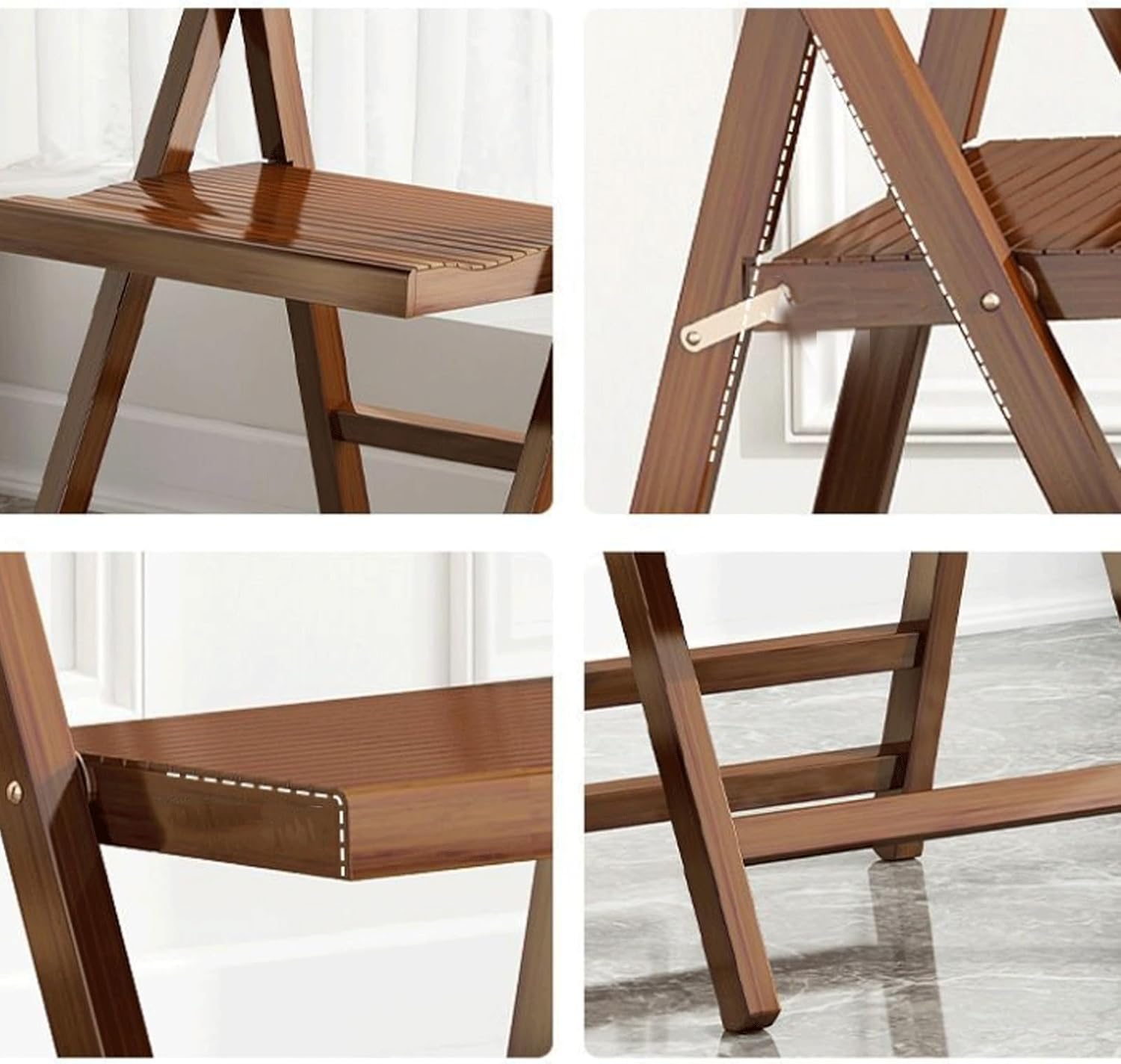 Foldable Wood Kitchen Chairs Solid Wood Frame no Assembly Easy to Store Wooden Dining Chairs for Home Outdoor and Office Use with Backrest (Size : Medium-33 * 39 * 65cm)