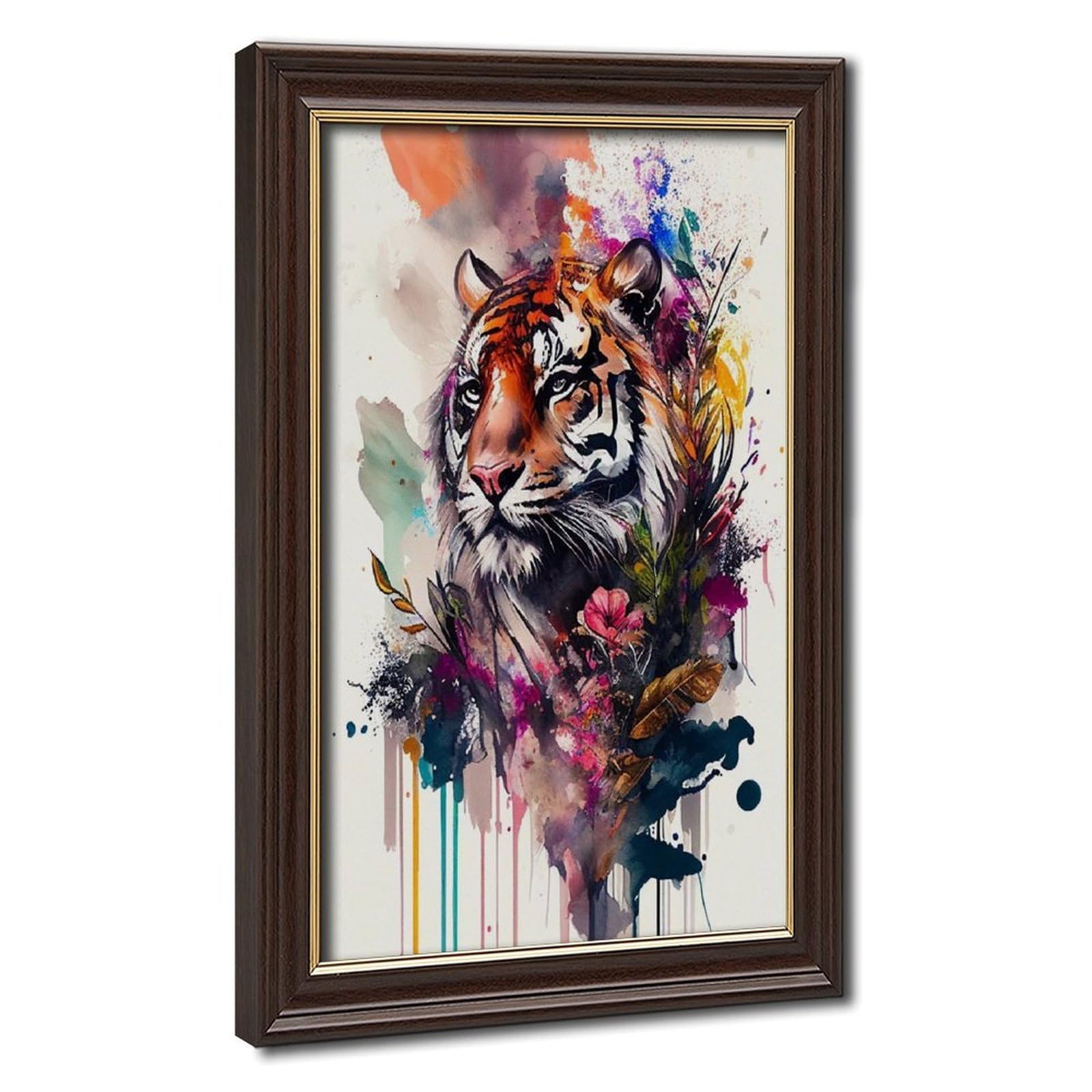 Bareronor Mokume Gane Frame-Style Abstract Tiger Canvas Poster For Office Decor Gift