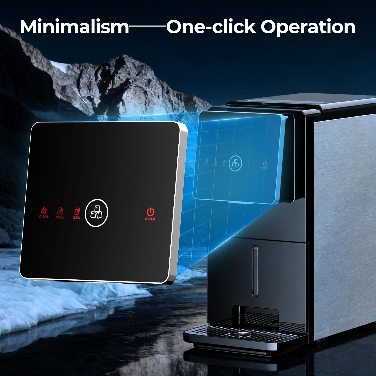 Countertop Ice Maker, 26 Lbs/Day Ice Production, 2 Sizes, 8 Ice Cubes In 6 Minutes - Portable Mini, Energy Efficient, With Basket/Scoop For Home/Party/Travel/Camping/Bar on Fridge.com - View 3