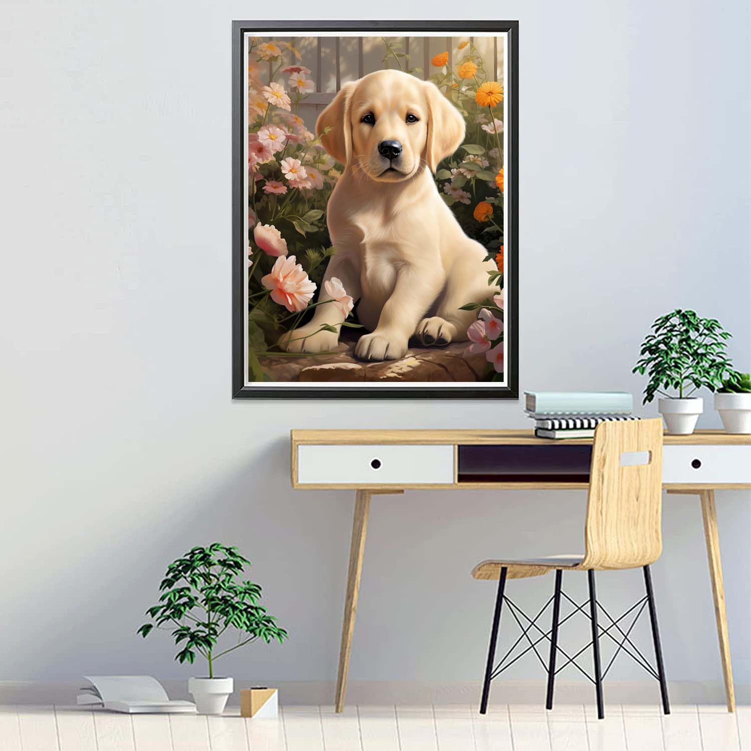 Kit Diamond Painting 5D Chien - Toile 30x40 Cm, Strass à Coller - Loisir Créatif Adulte, Décoration Murale