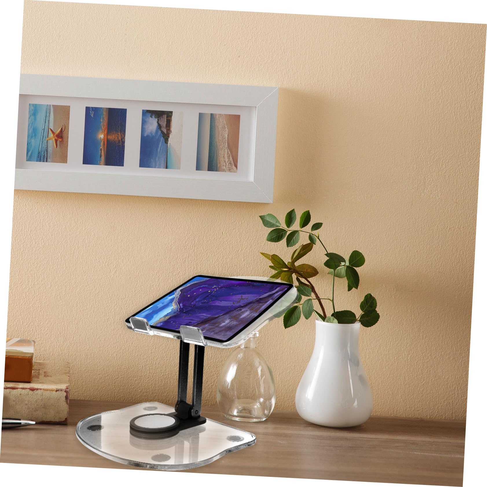 jojofuny Supporto per Tablet Girevole da Tavolo in Acrilico Nero