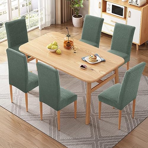 Miniatura 7 de Fundas para sillas de comedor, paquete de 4, fundas elásticas sólidas para sillas de comedor, fundas lavables para cocina, fundas de jacquard para